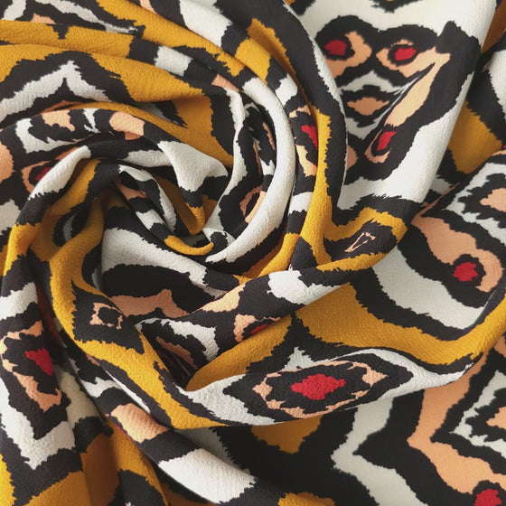 Deep Mustard Aztec Viscose Crepe