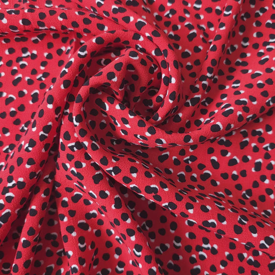 Red Irregular Spot Viscose Crepe