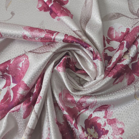 Champagne Floral Polka Satin Jacquard