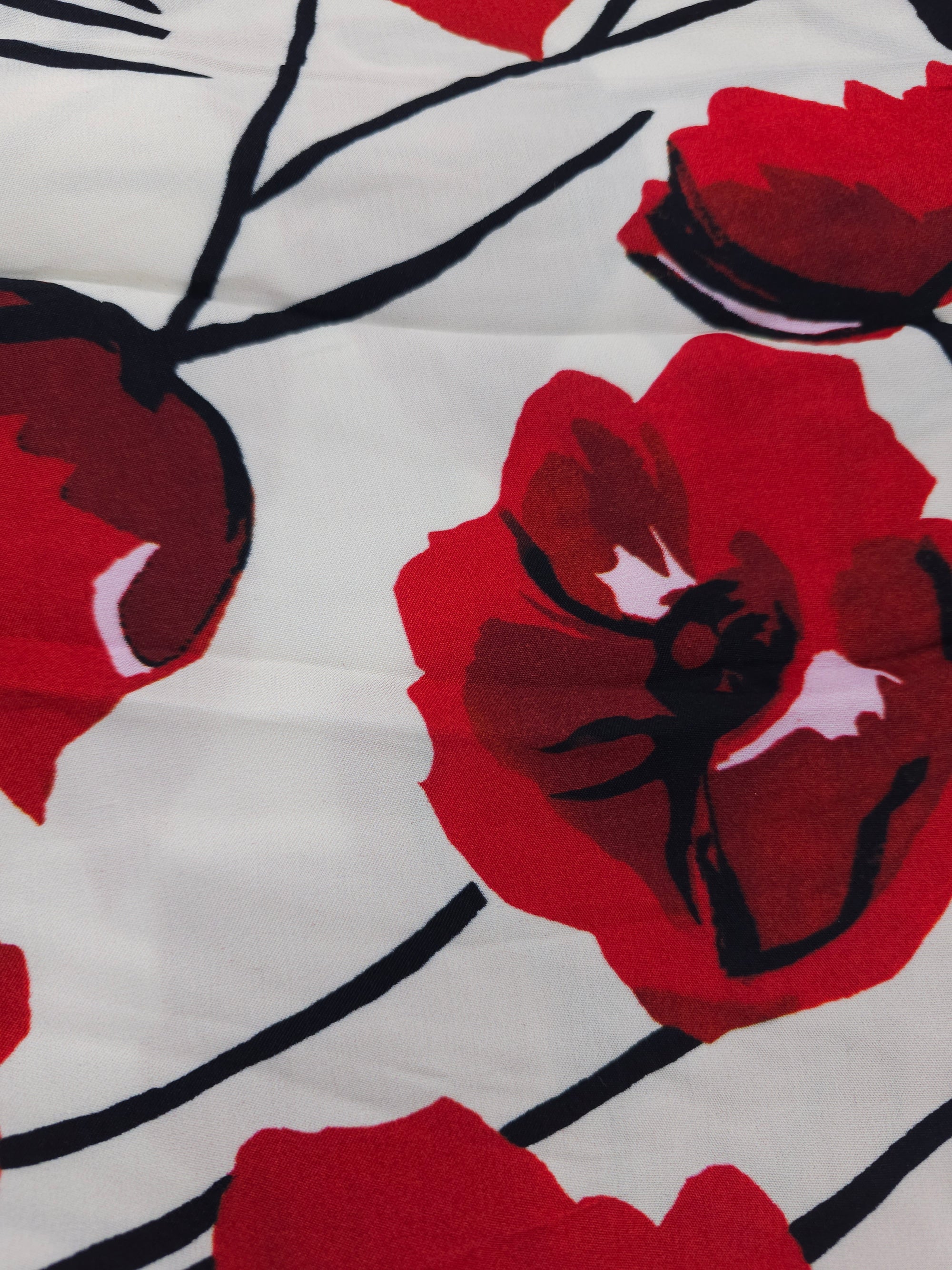Bold red poppy Viscose- 2m piece