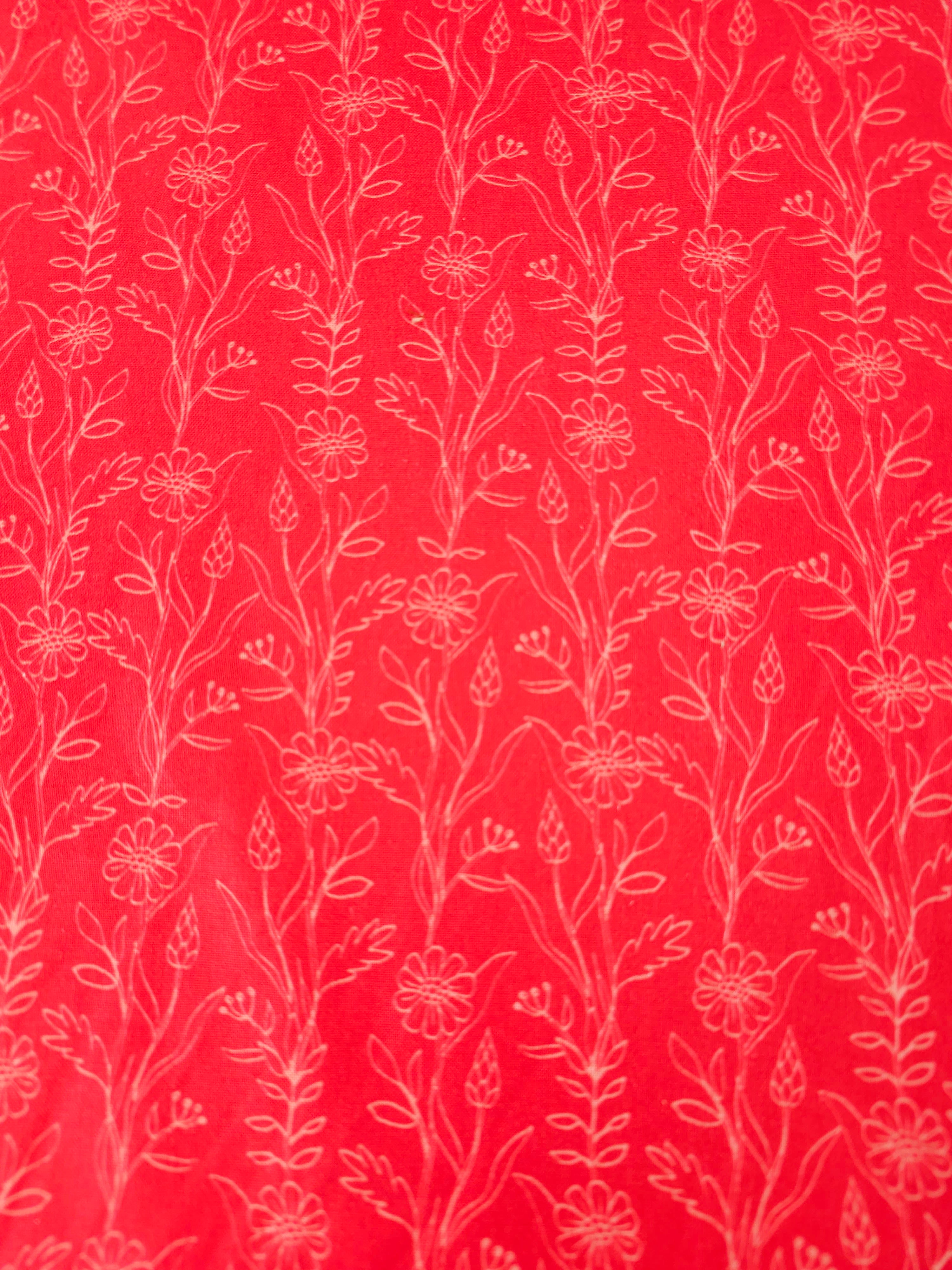 Red Sketch Flower Twine 100% Cotton