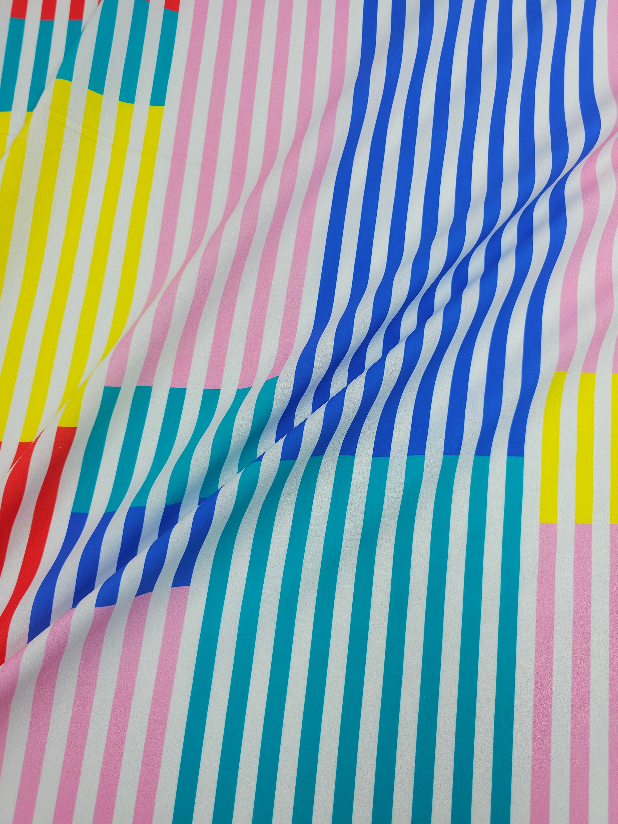 Multicolour Block Stripe Cotton Poplin