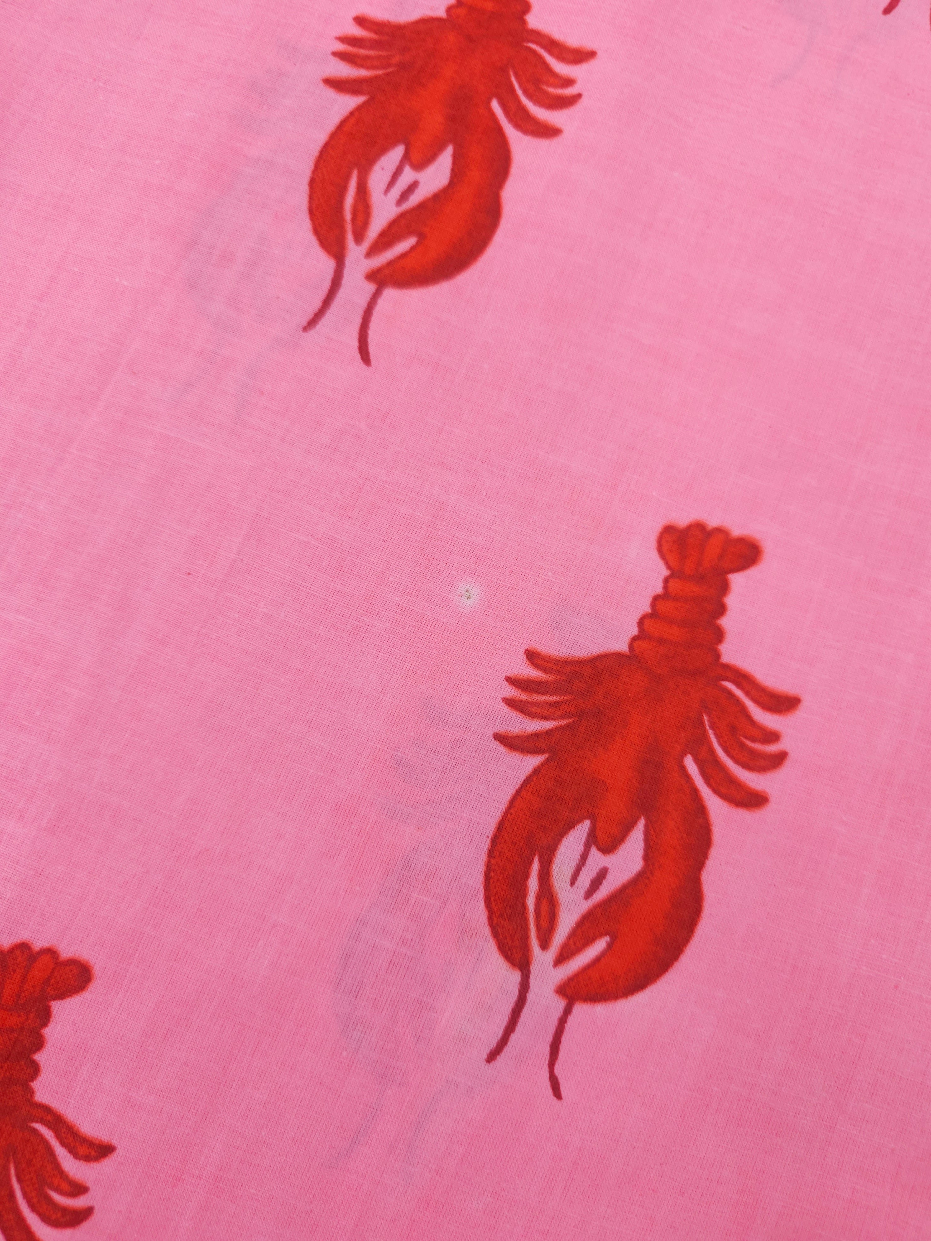 Pink/Red Lobster Cambric Cotton *DEFECT*