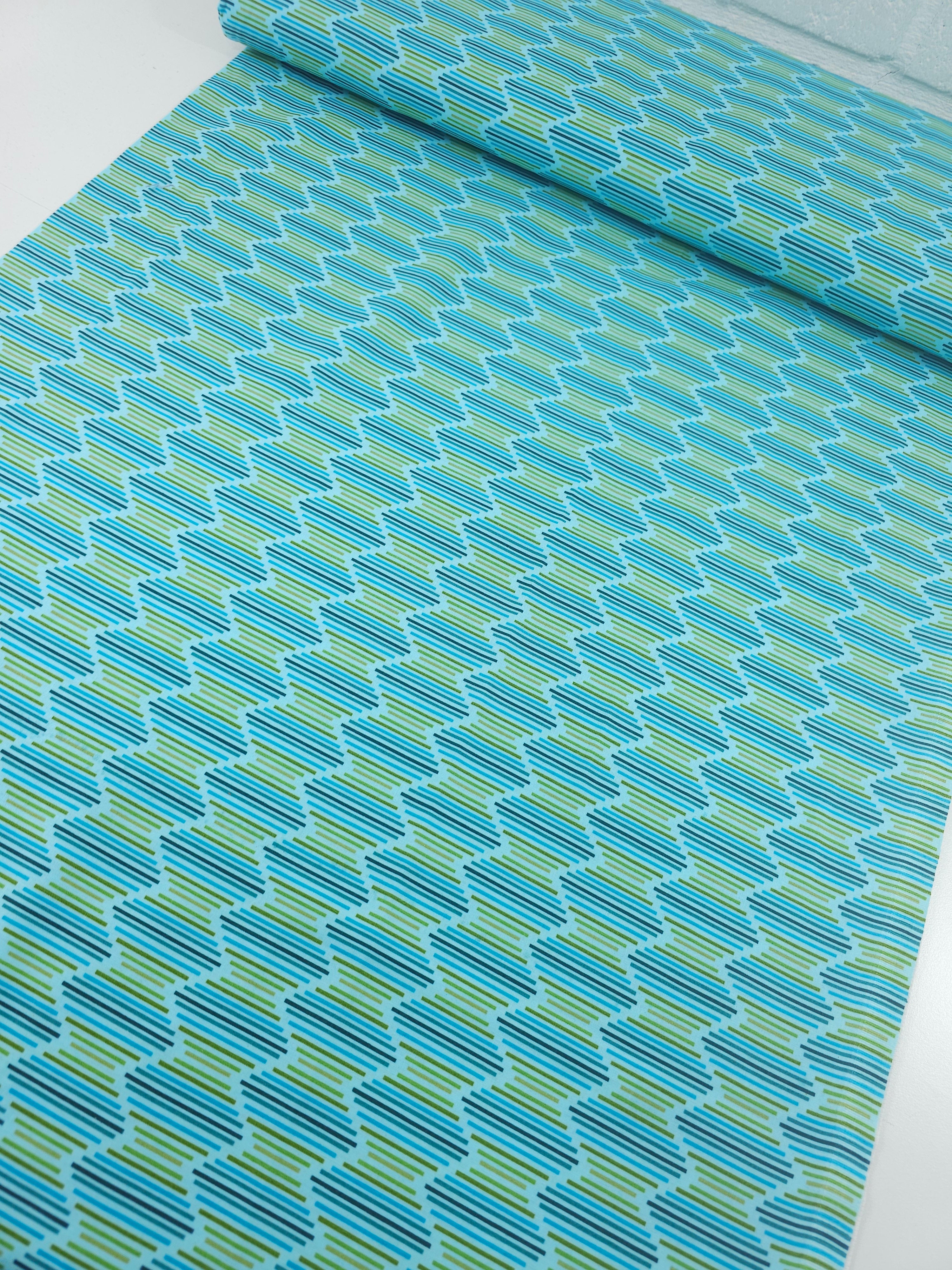 Light Blue Geometric Haze 100% Cotton - Benartex
