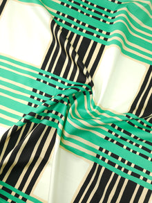  Green/Beige Abstract Square Stripe Cotton Sateen