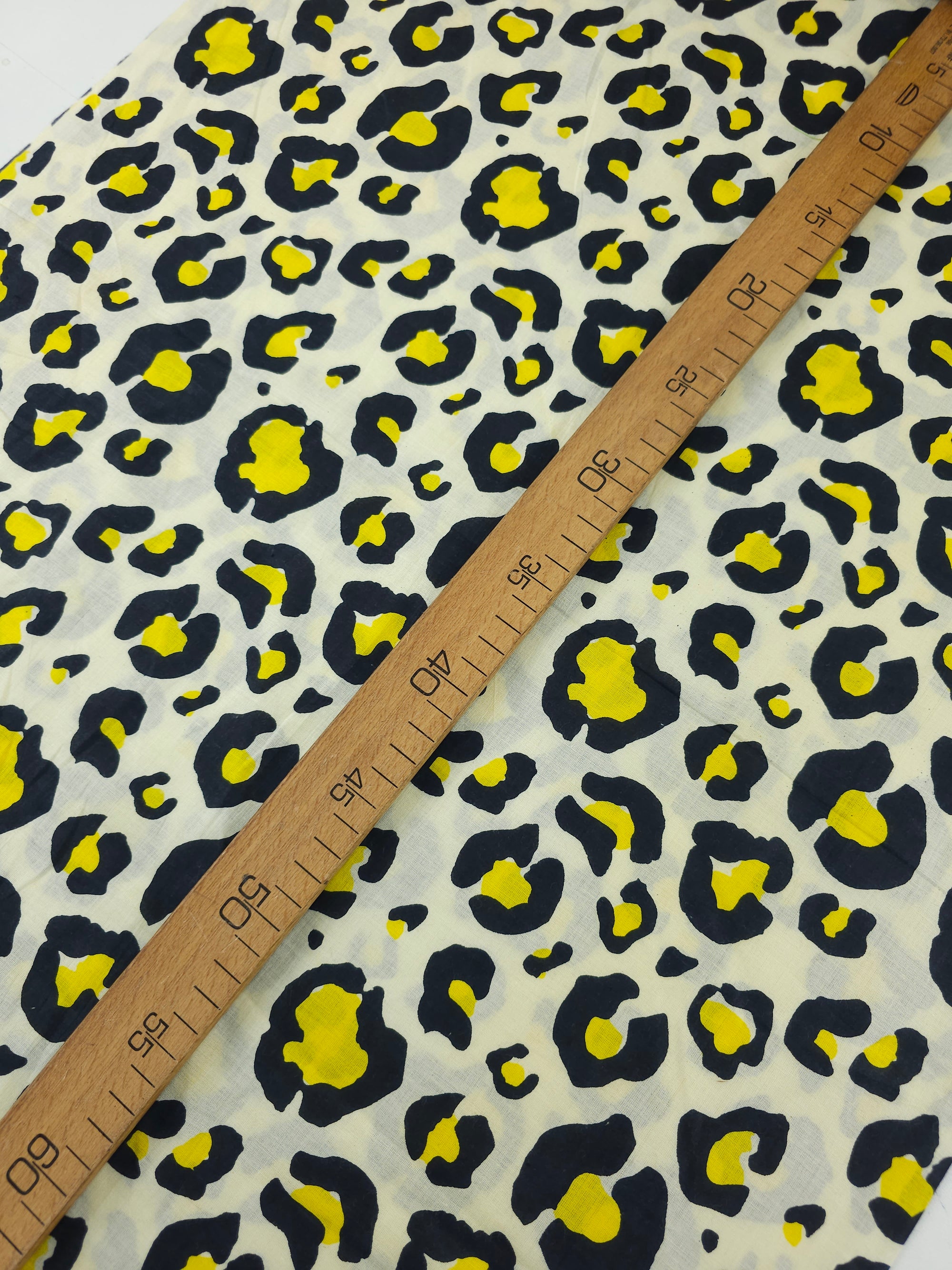 Yellow/Cream Leopard Cambric Cotton