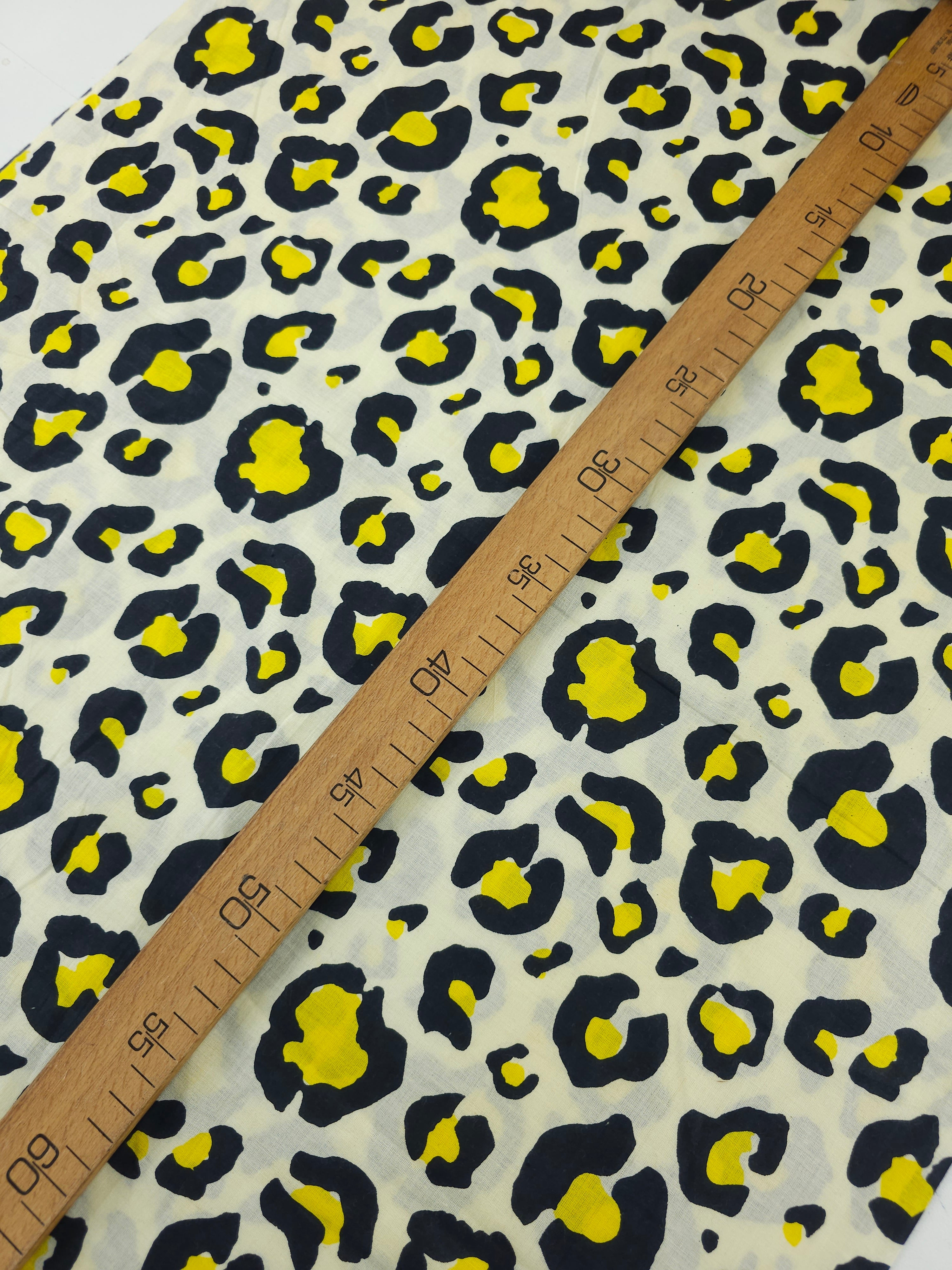 Yellow/Cream Leopard Cambric Cotton