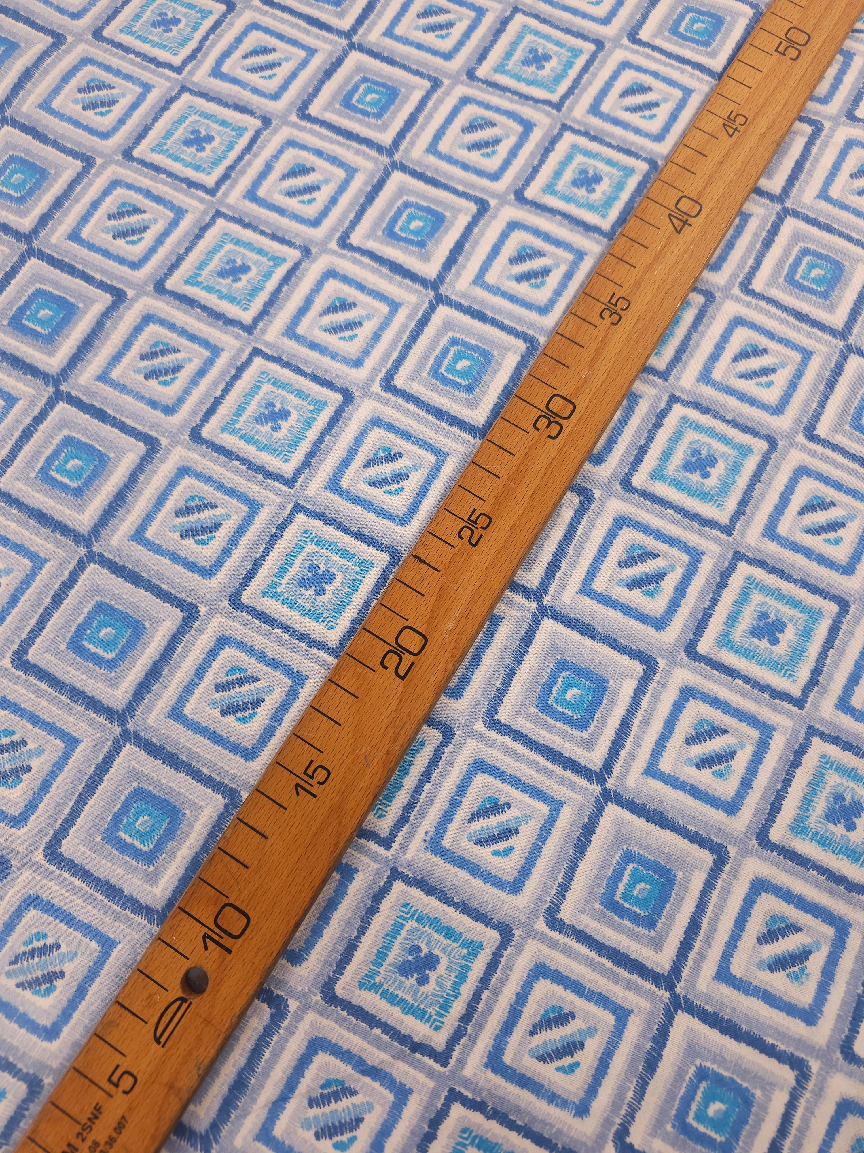 Blue Geo Diamond Tile 100% Cotton 114” *EXTRA WIDE*