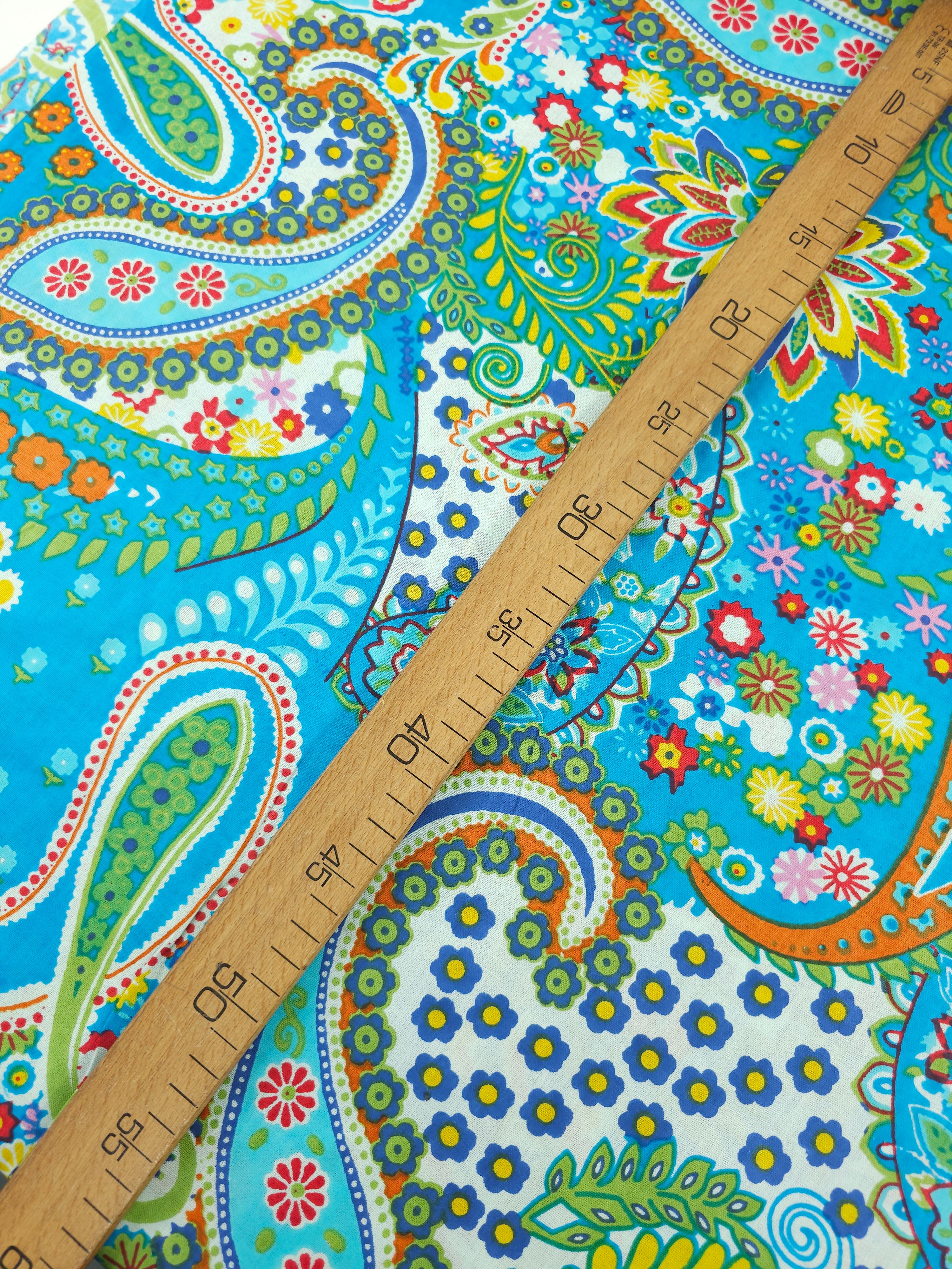 Blue Paisley Fiesta Cambric Cotton