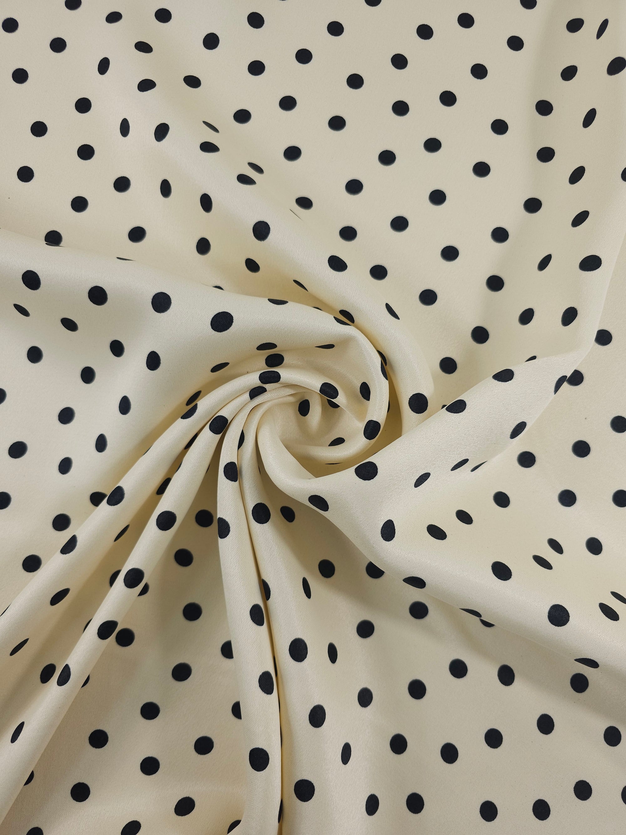 Cream/Black Small Polka Dot Crepe Back Satin