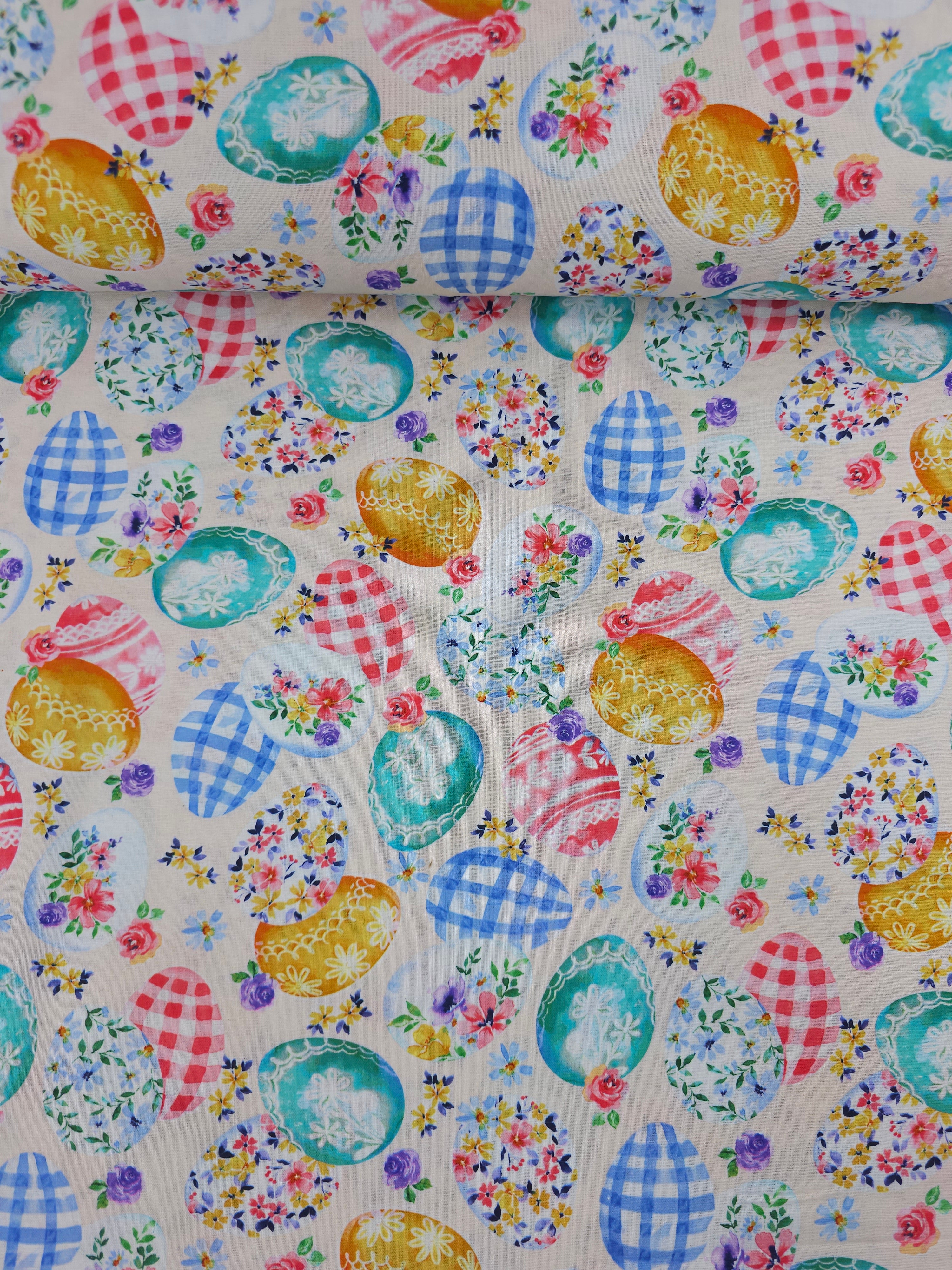 Retro Floral Easter Egg 100% Cotton