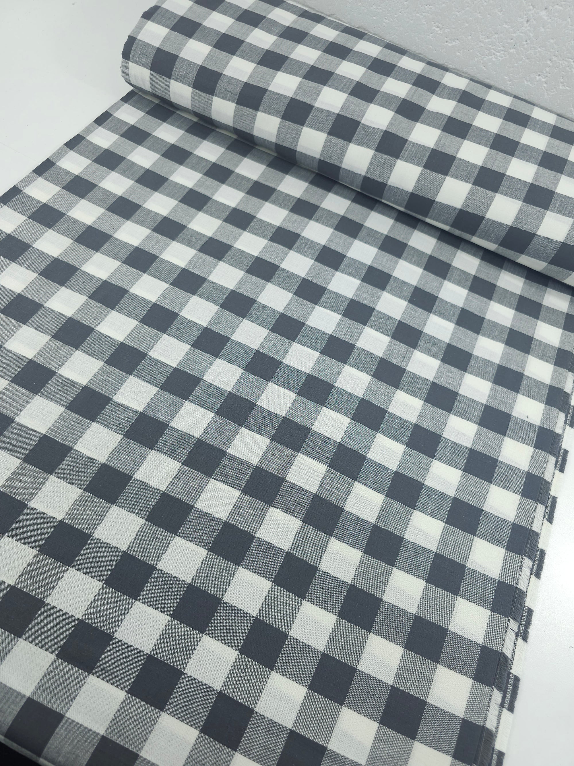 Ash Black Large Gingham 100% Cotton 90" *EXTRA WIDE*
