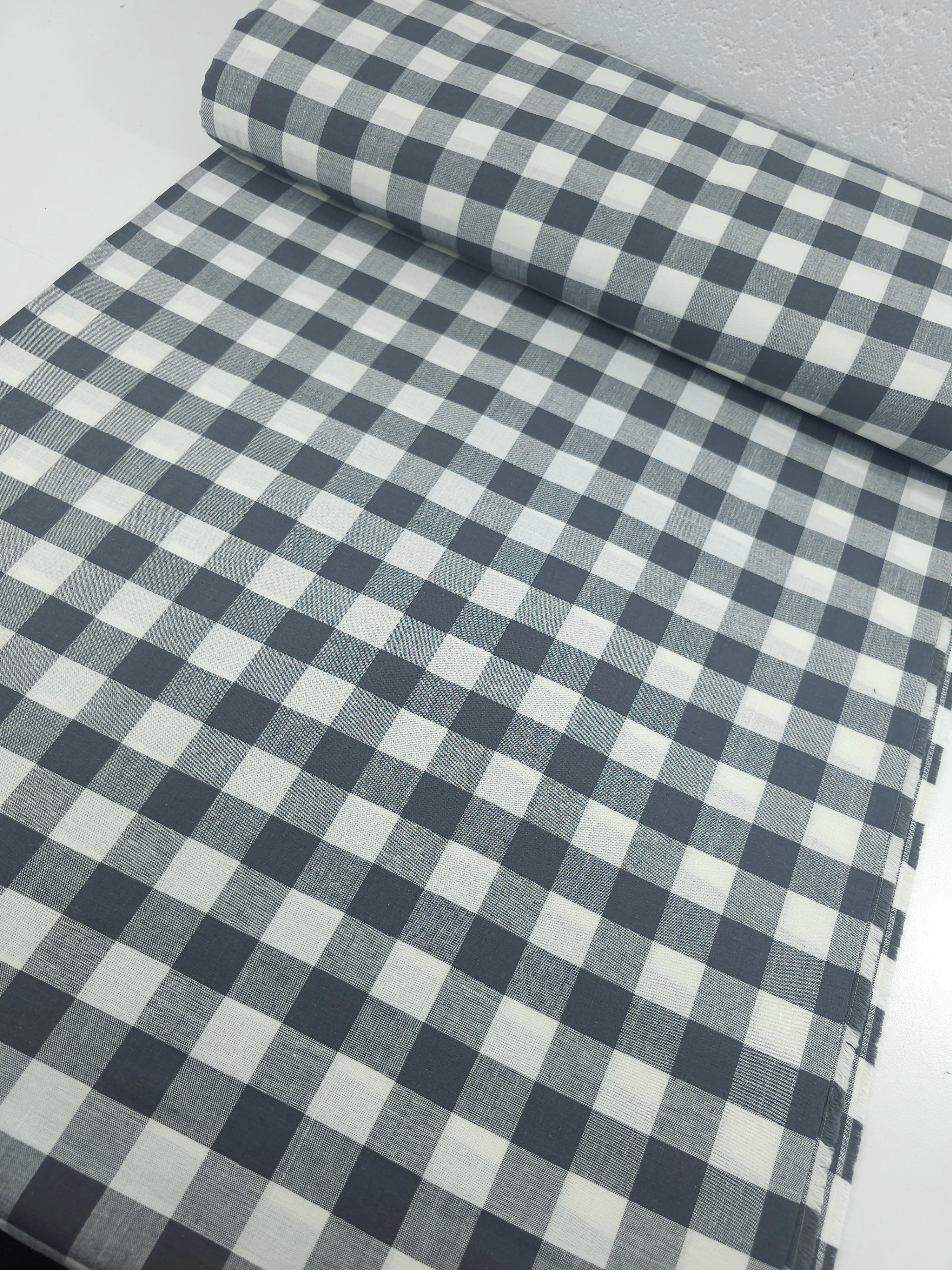 Ash Black Large Gingham 100% Cotton 90" *EXTRA WIDE*