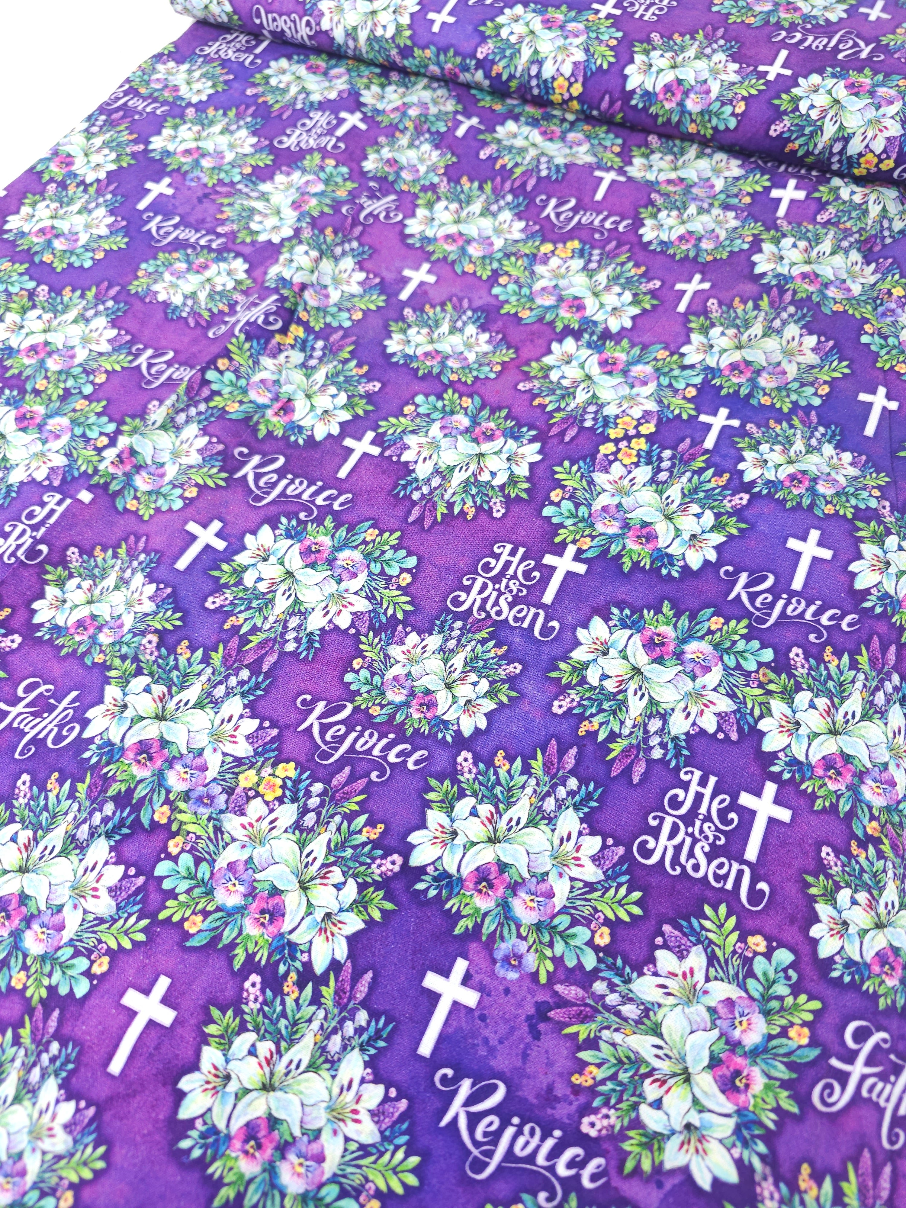 Purple Floral Rejoice 100% Cotton