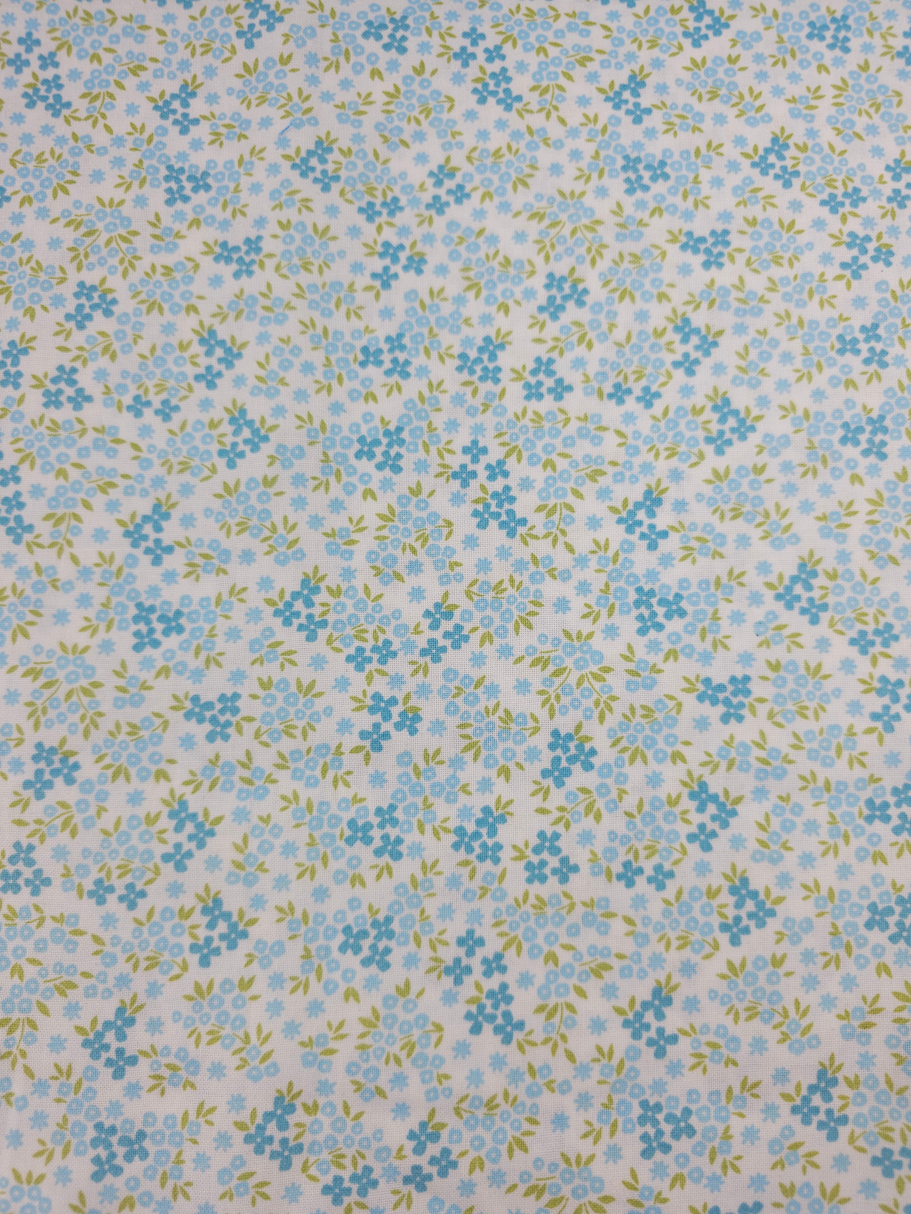 Ditsy Baby Blue Floral Party 100% Cotton