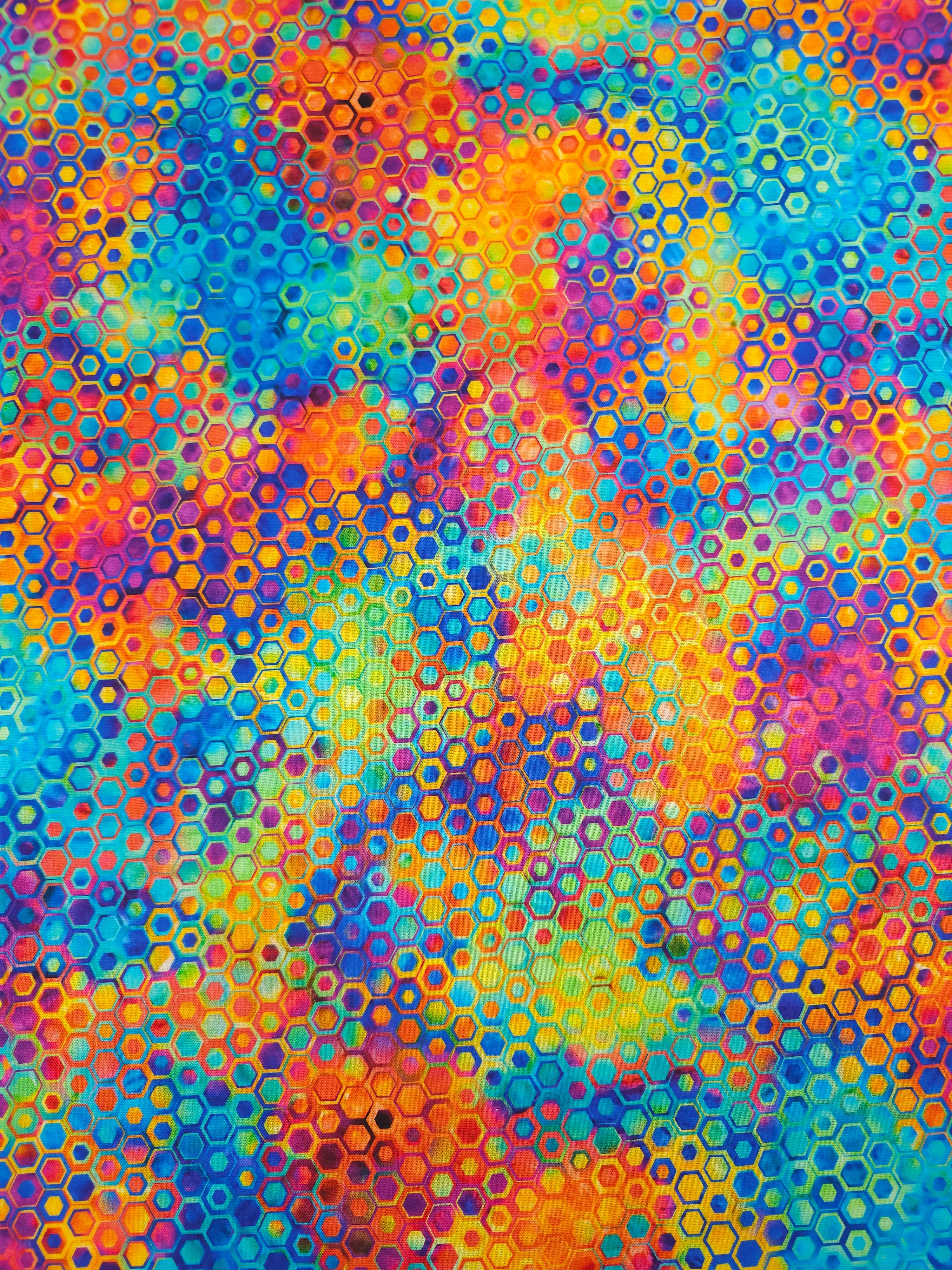 Rainbow Hexagon Phantasma 100% Cotton - Robert Kaufman