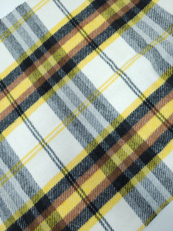 Yellow/Brown Tartan Soft Brushed Acrylic Wool