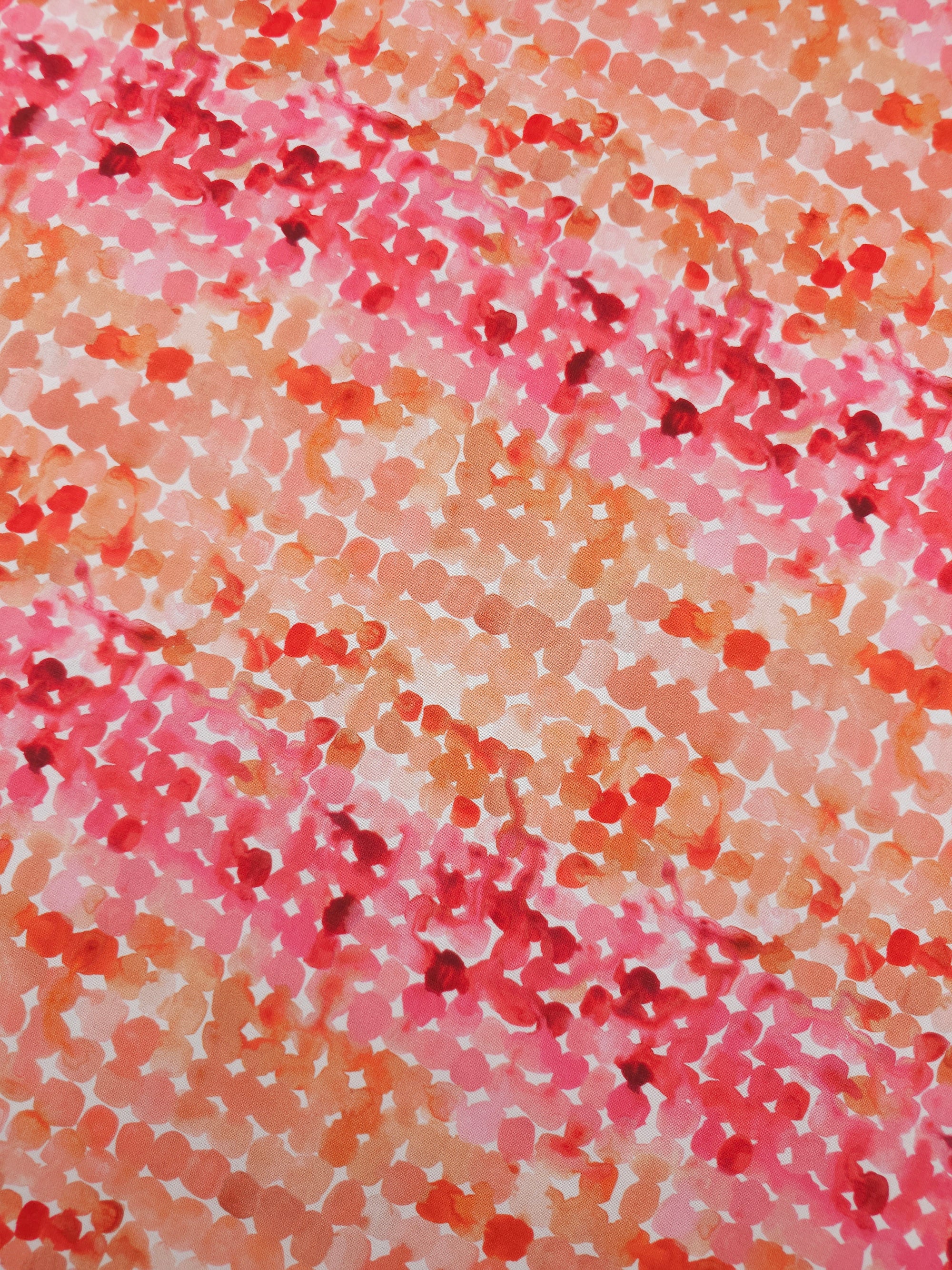 Peachy Orange/Pink Watercolour Spot 100% Cotton - Sara Boccaccini