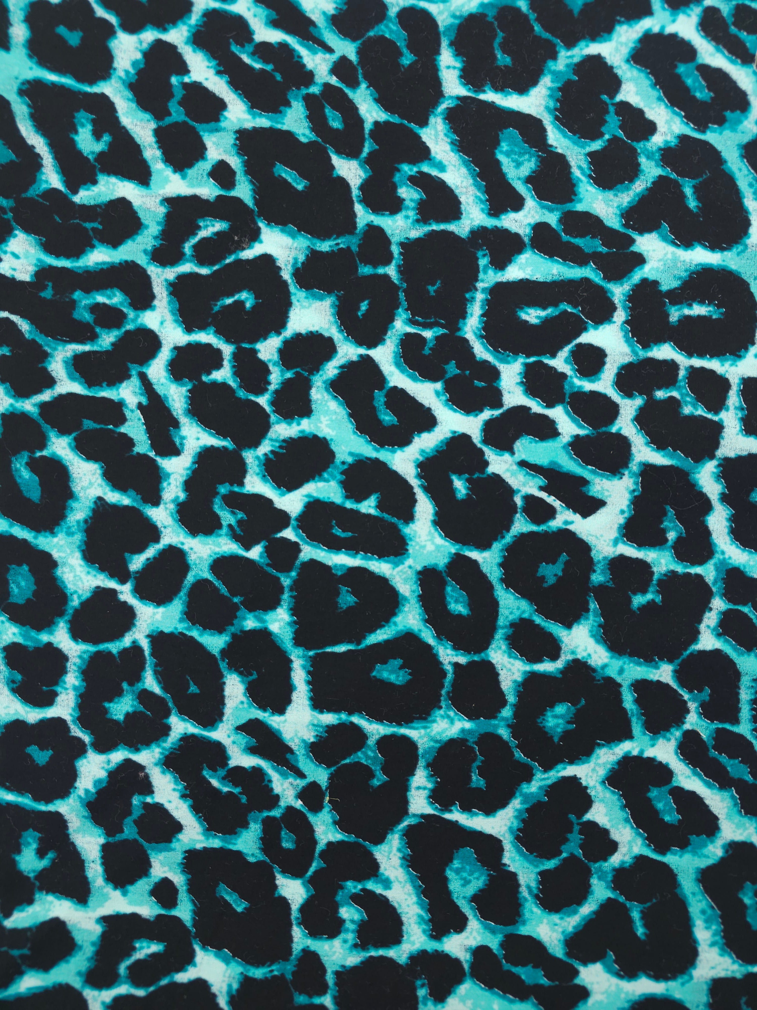 Teal leopard Viscose- 1.4m piece