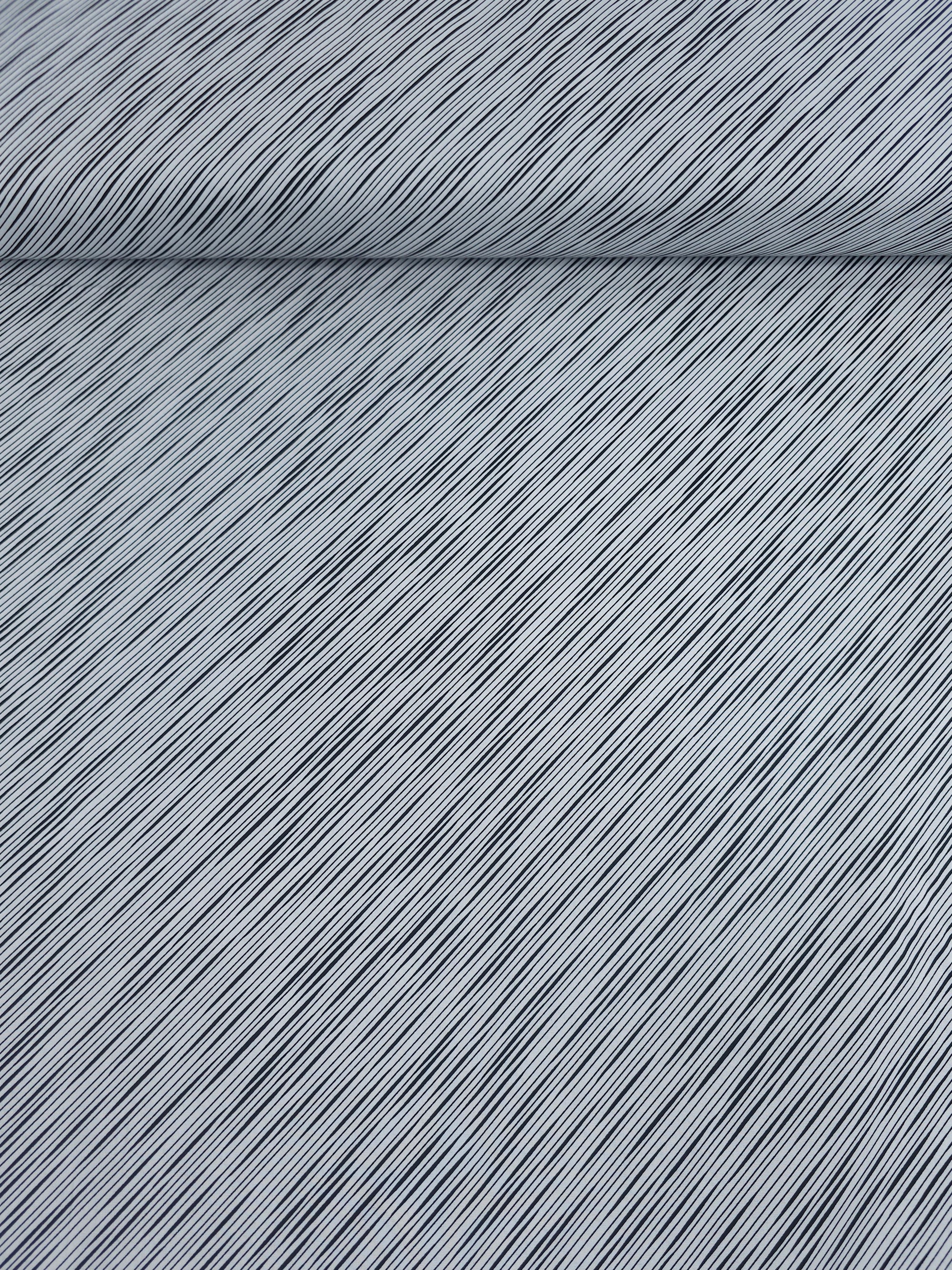 Black/White Diagonal Stripe 100% Cotton 55”