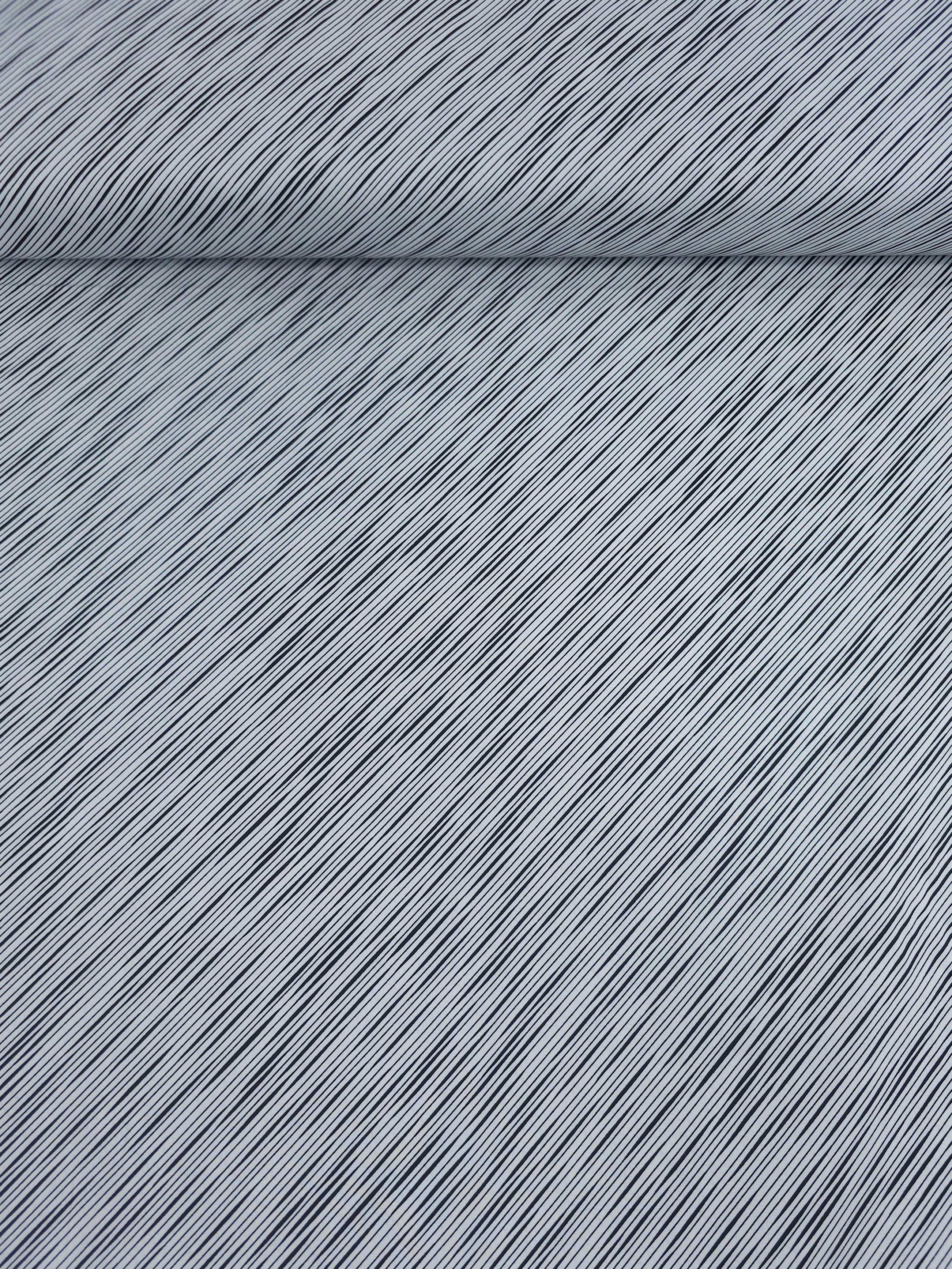 Black/White Diagonal Stripe 100% Cotton 55”