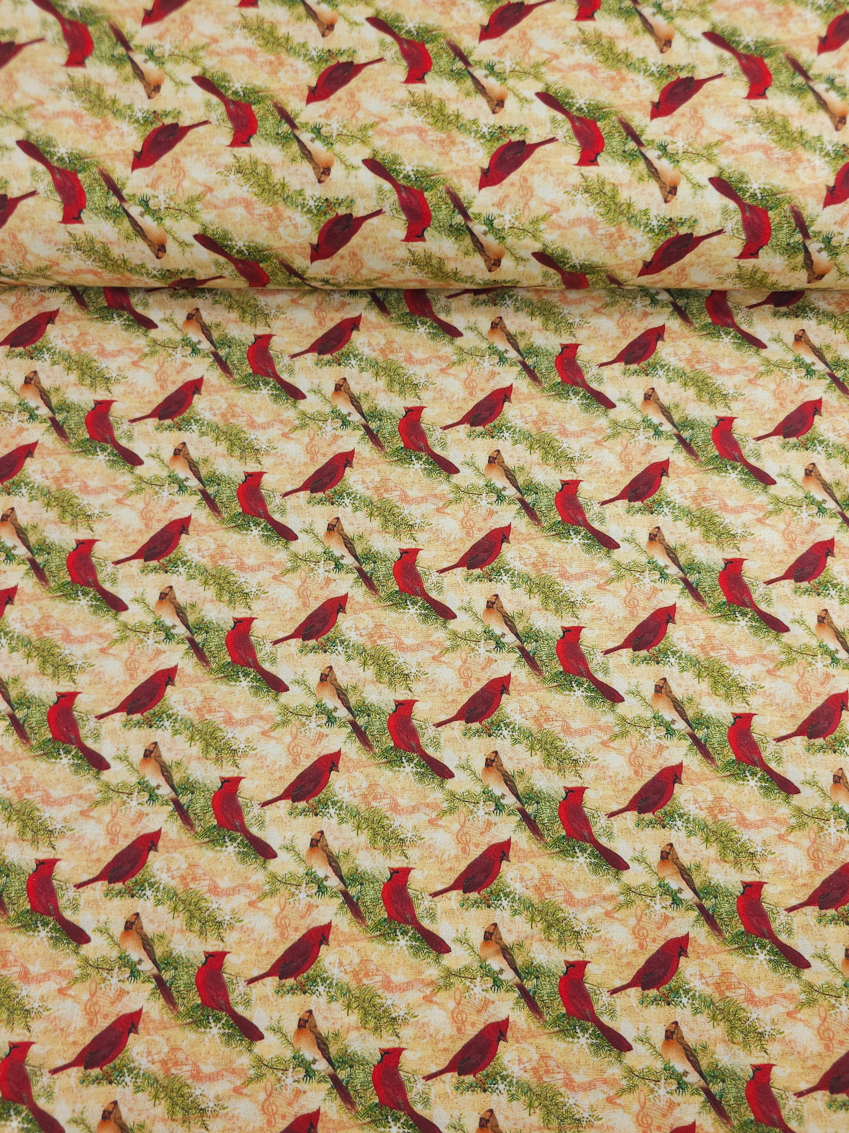 Christmas Musical Cardinals 100% Cotton - Joann