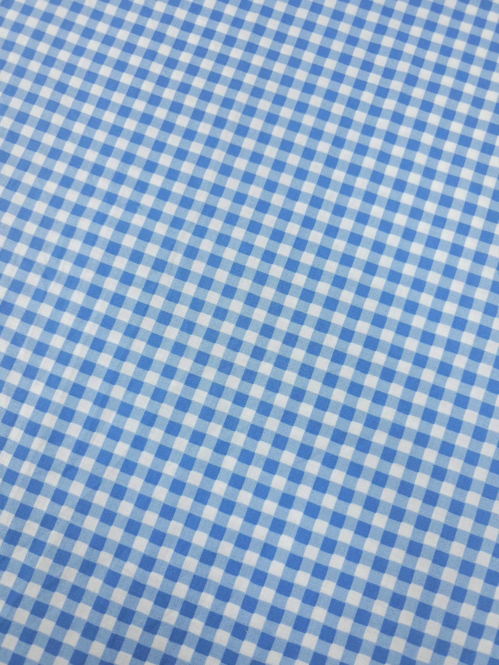 Powder Blue Small Gingham 100% Cotton 45"