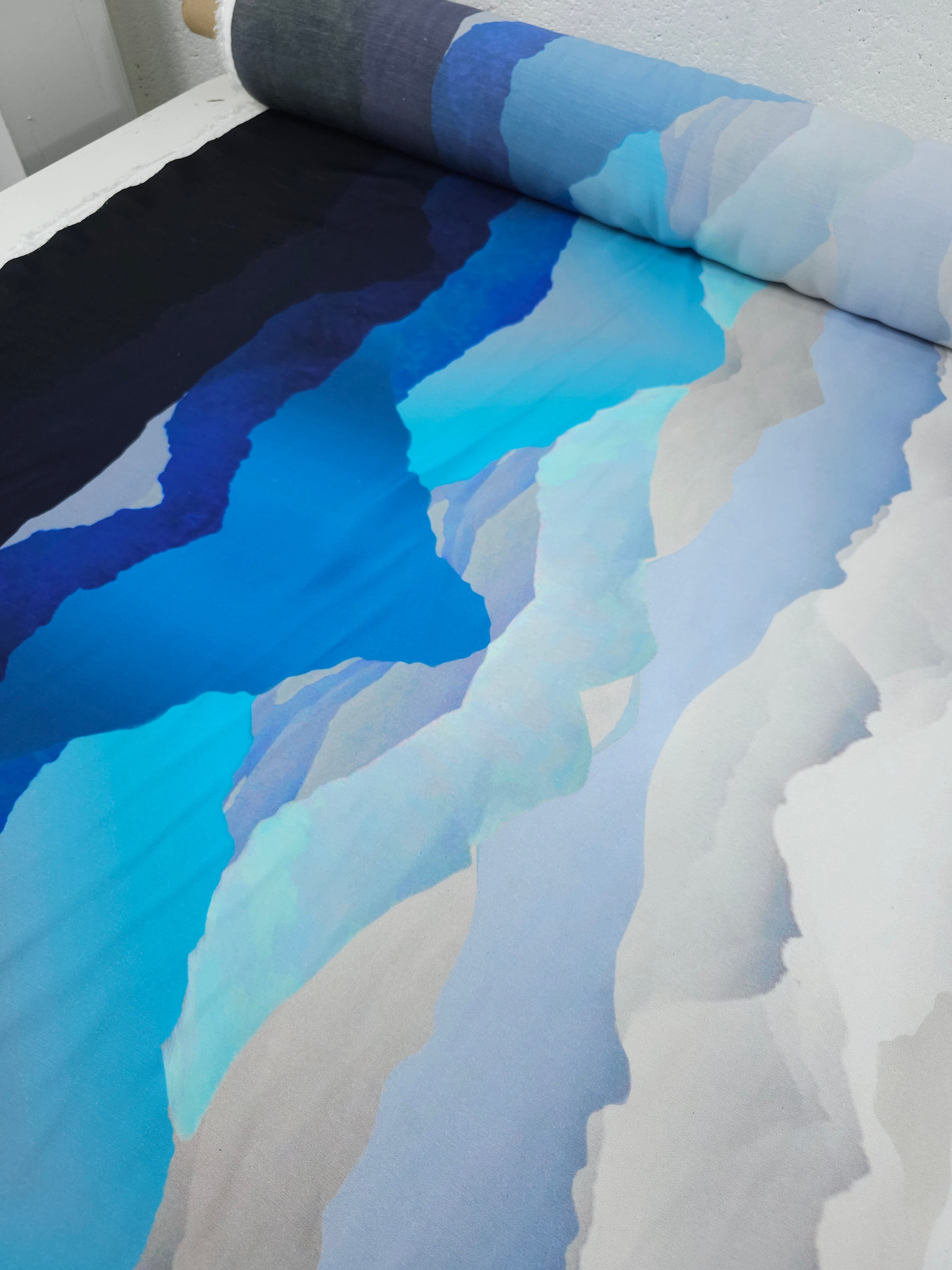 Blue Symmetrical Cloud Sunset Viscose Crepe