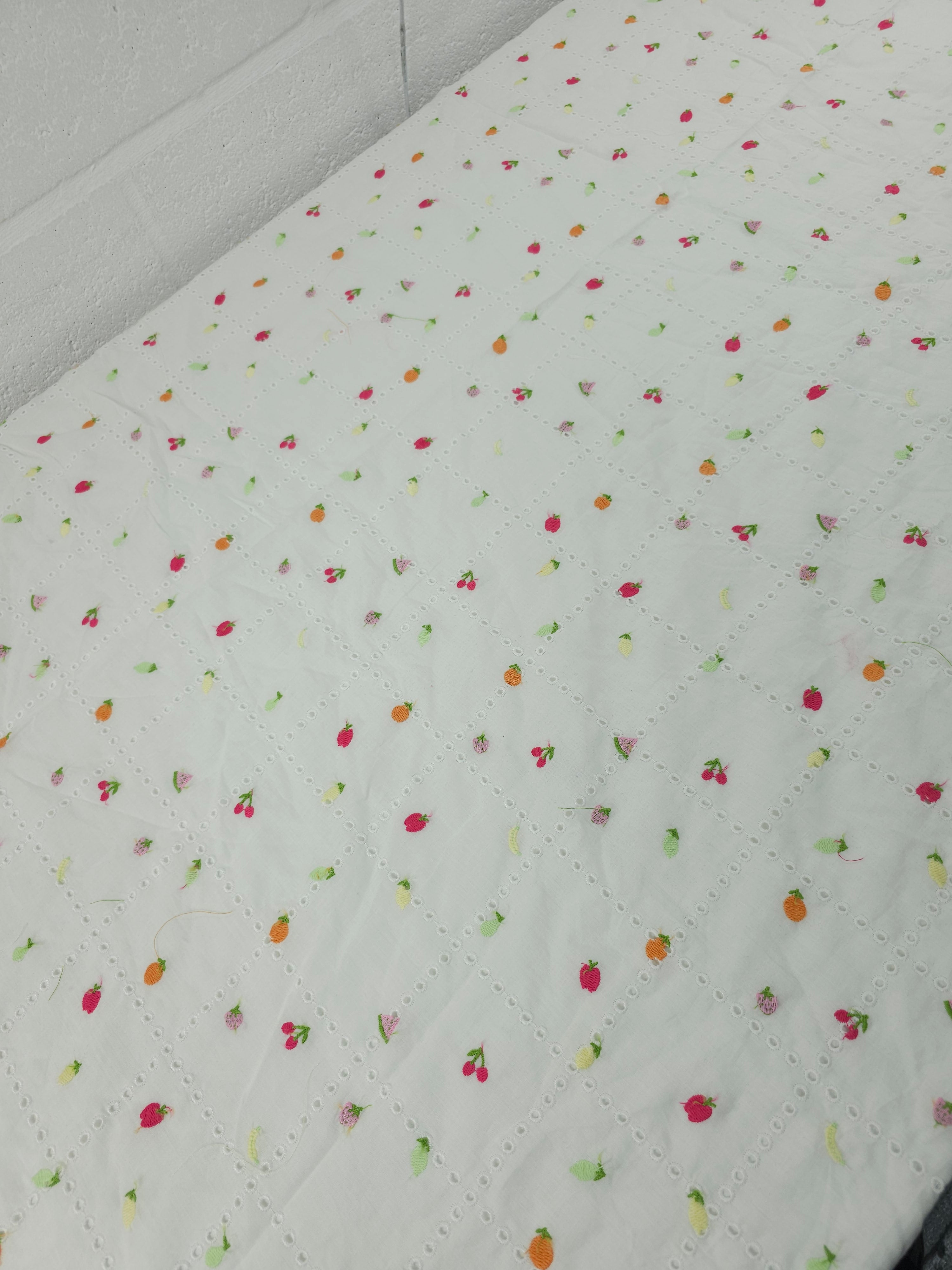 Summer Fruit Cambric Cotton Broderie Anglaise