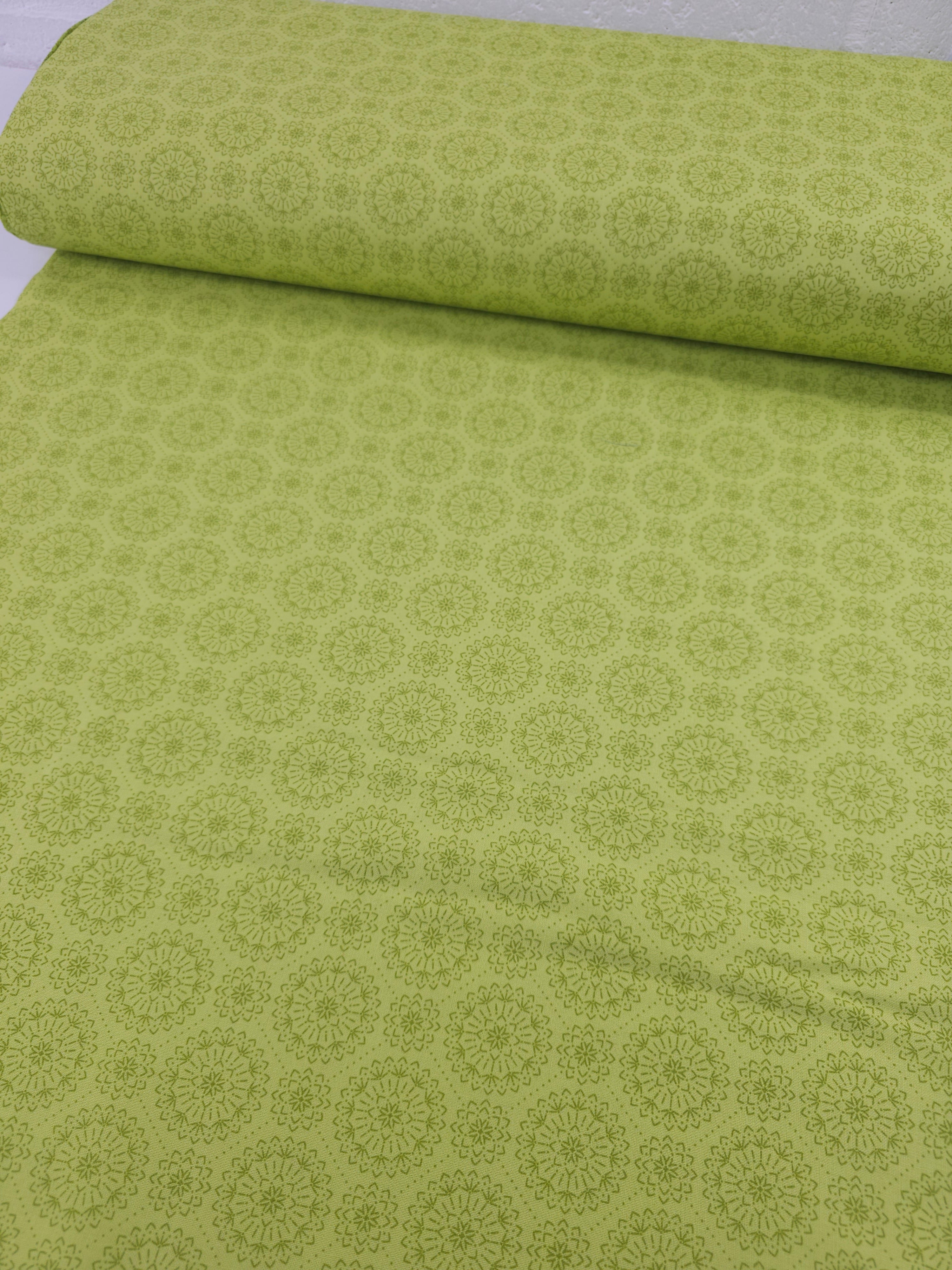 Lime Mandala Circle 100% Cotton - Benartex