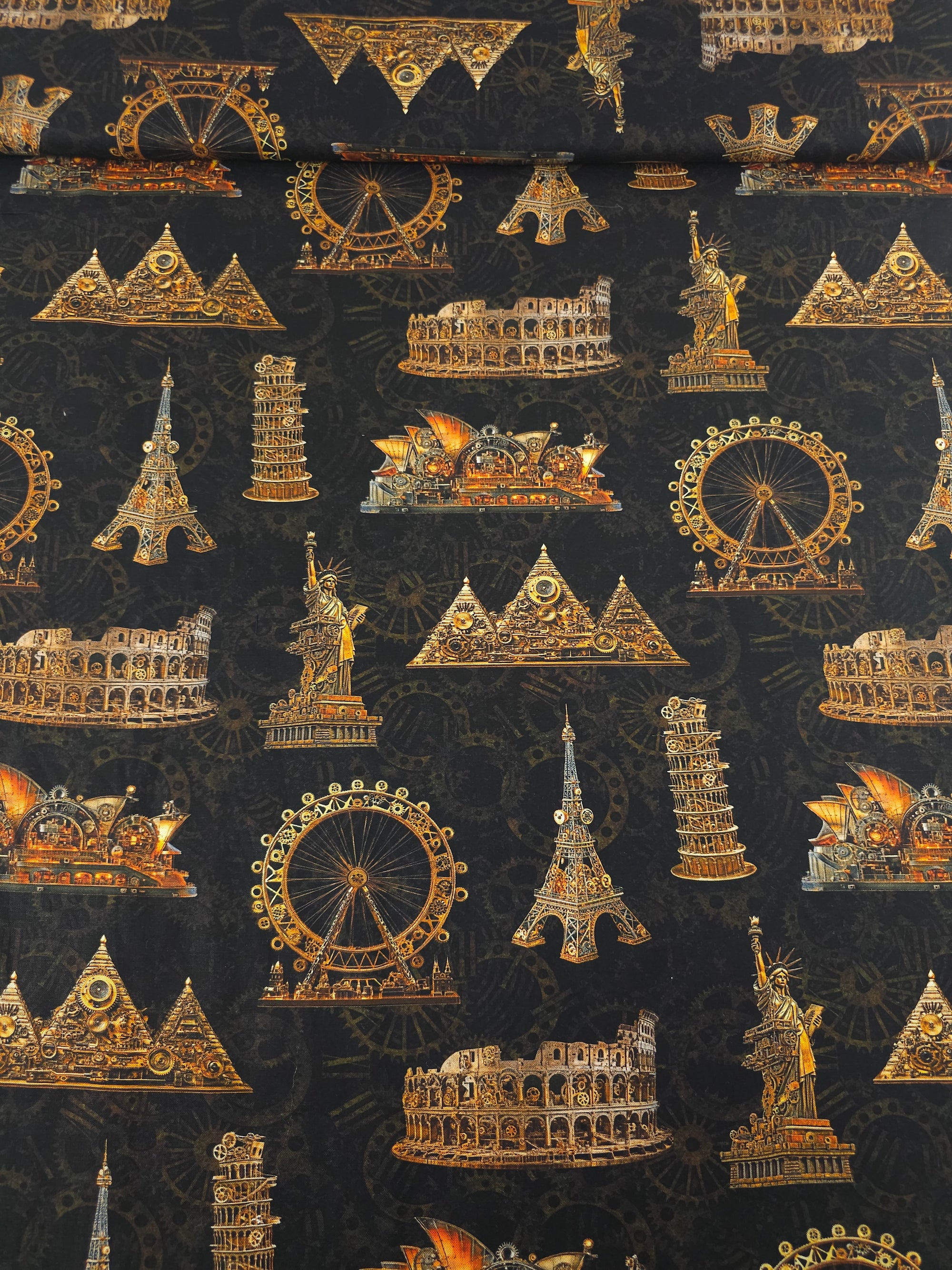 Bronze Antique Landmarks 100% Cotton