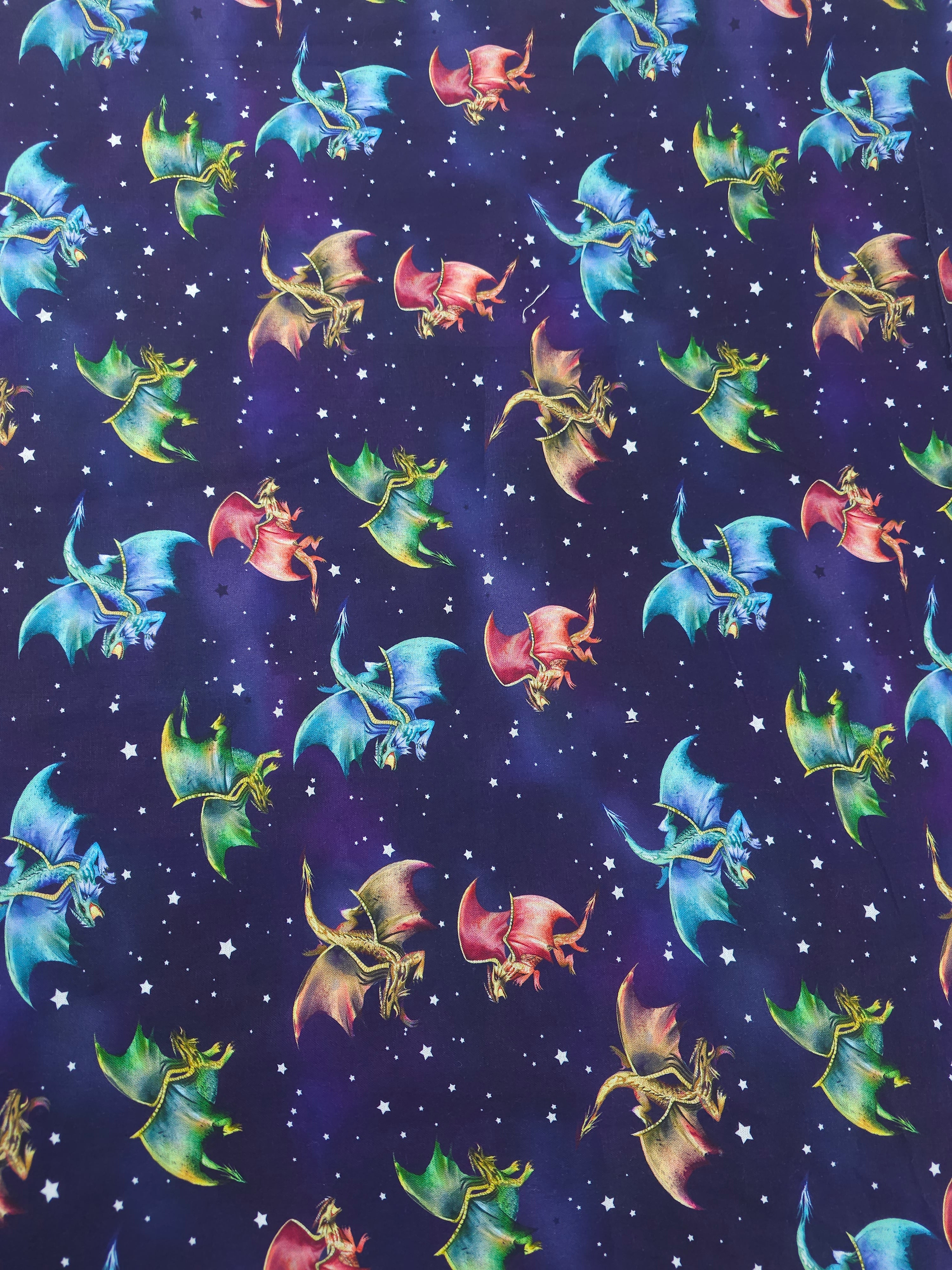 Midnight dragons Cotton- 1m piece