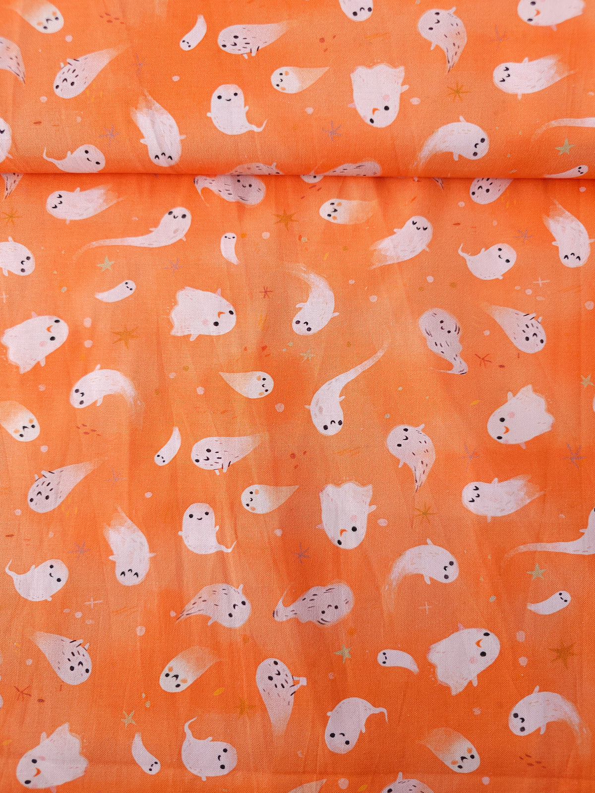 Orange Baby Ghost Pals 100% Cotton - Robert Kaufman