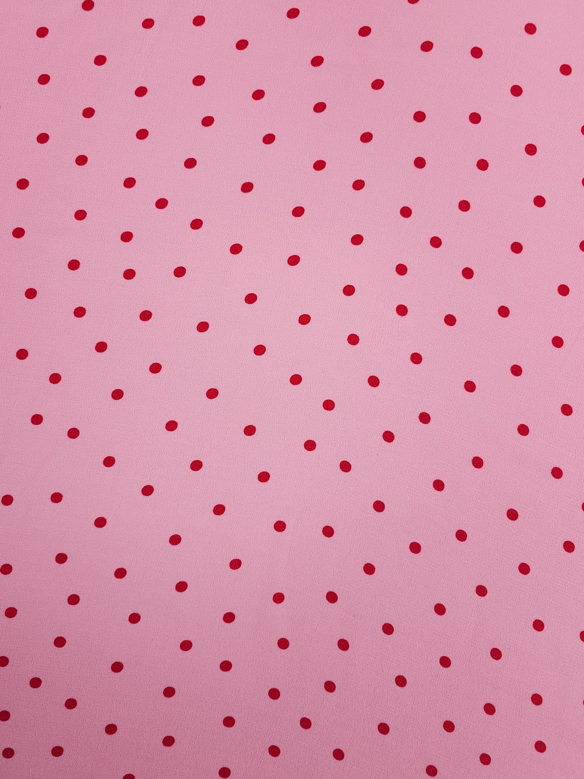 Pink/Red Mini Polka Dot Viscose Crepe