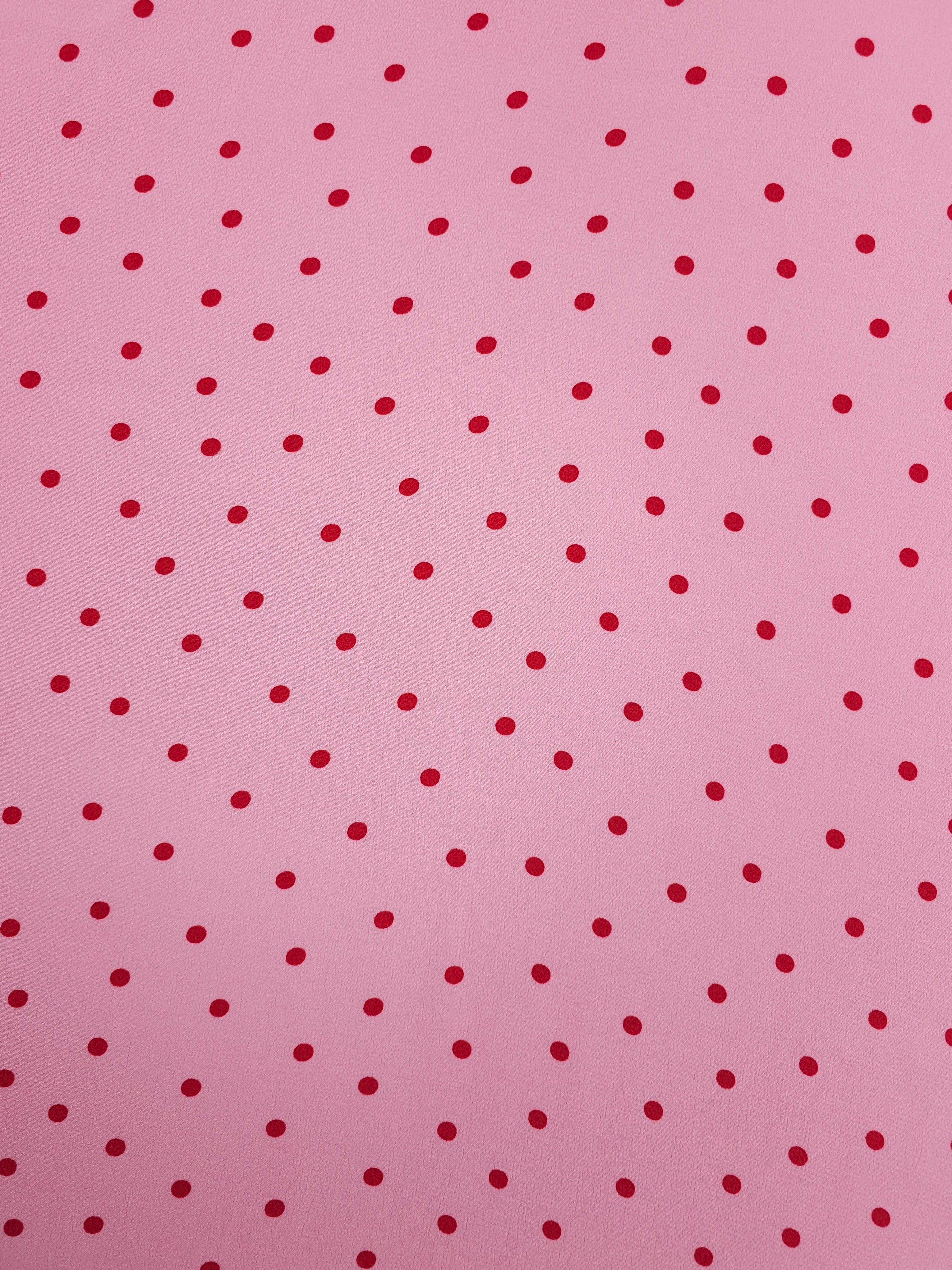 Pink/Red Mini Polka Dot Viscose Crepe