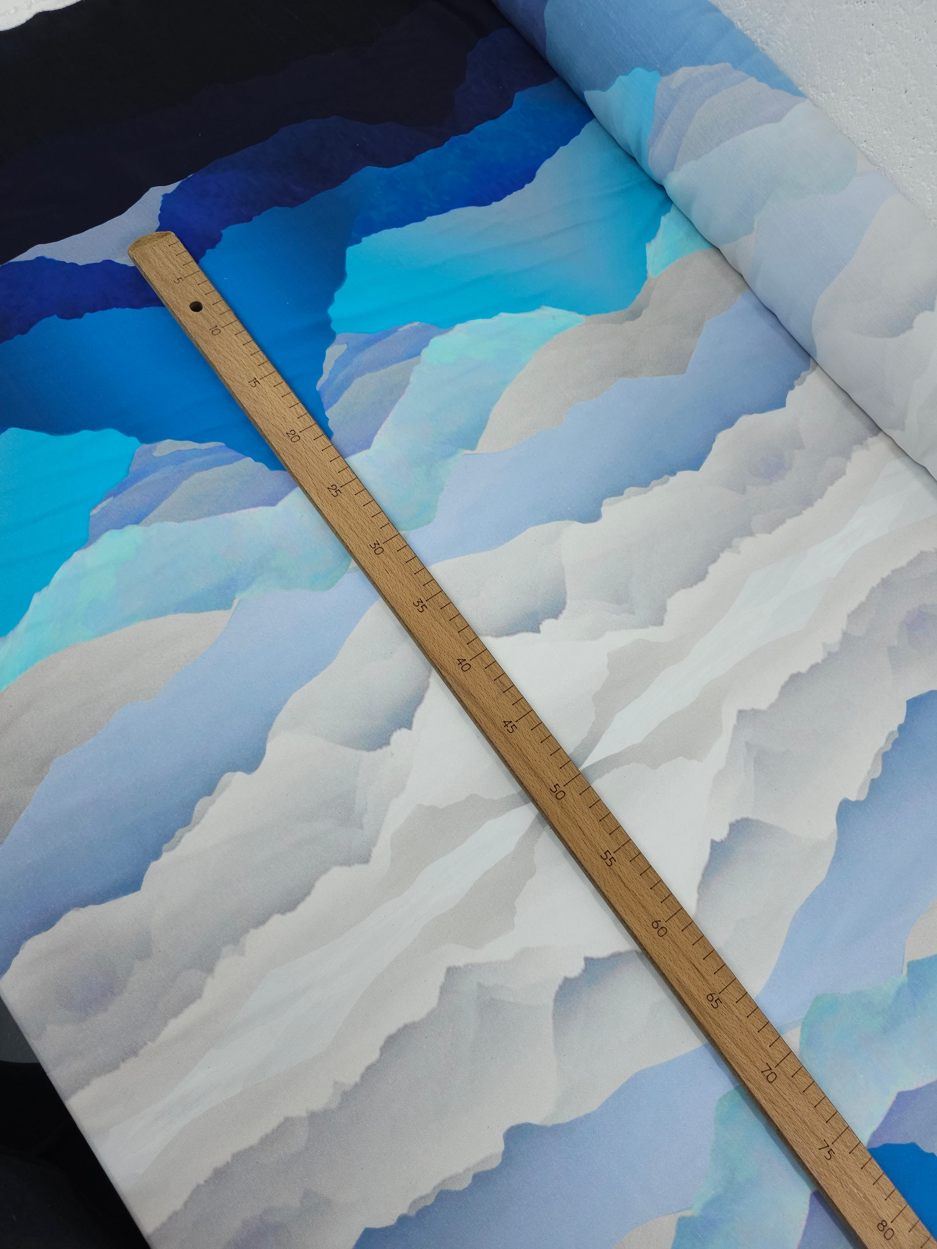 Blue Symmetrical Cloud Sunset Viscose Crepe