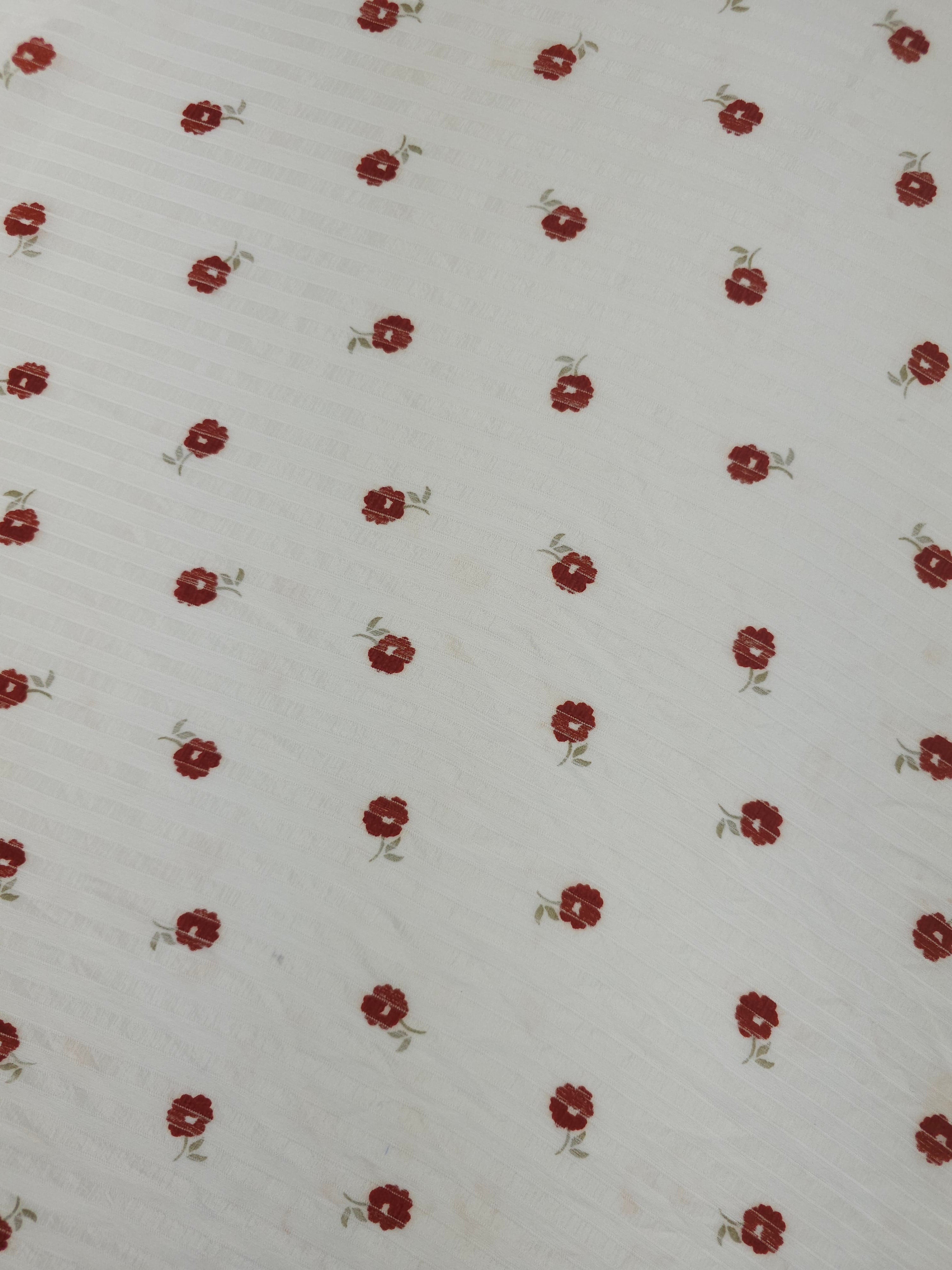Wine Vintage Floating Flower Stripe Sheer Viscose *DEFECT*