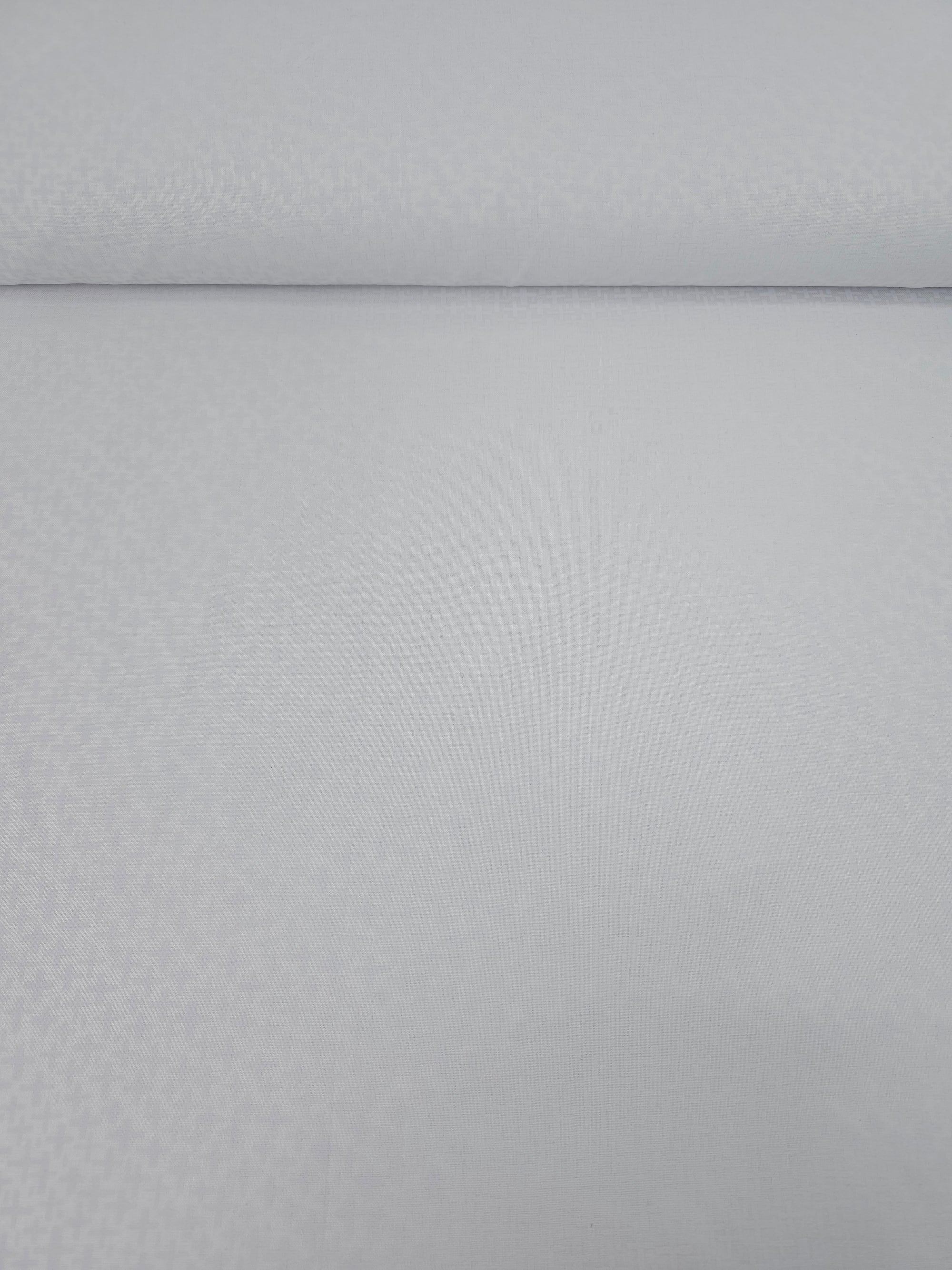 Abstract Cross White On White Tonal 100% Cotton 106" - Benartex *EXTRA WIDE*