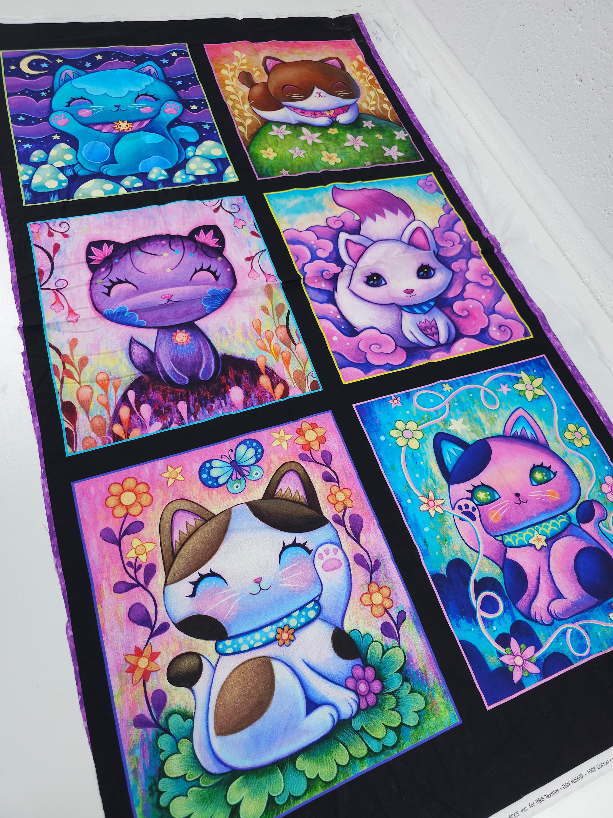 Cat Naps Crazy Kitties 100% Cotton *PANEL*