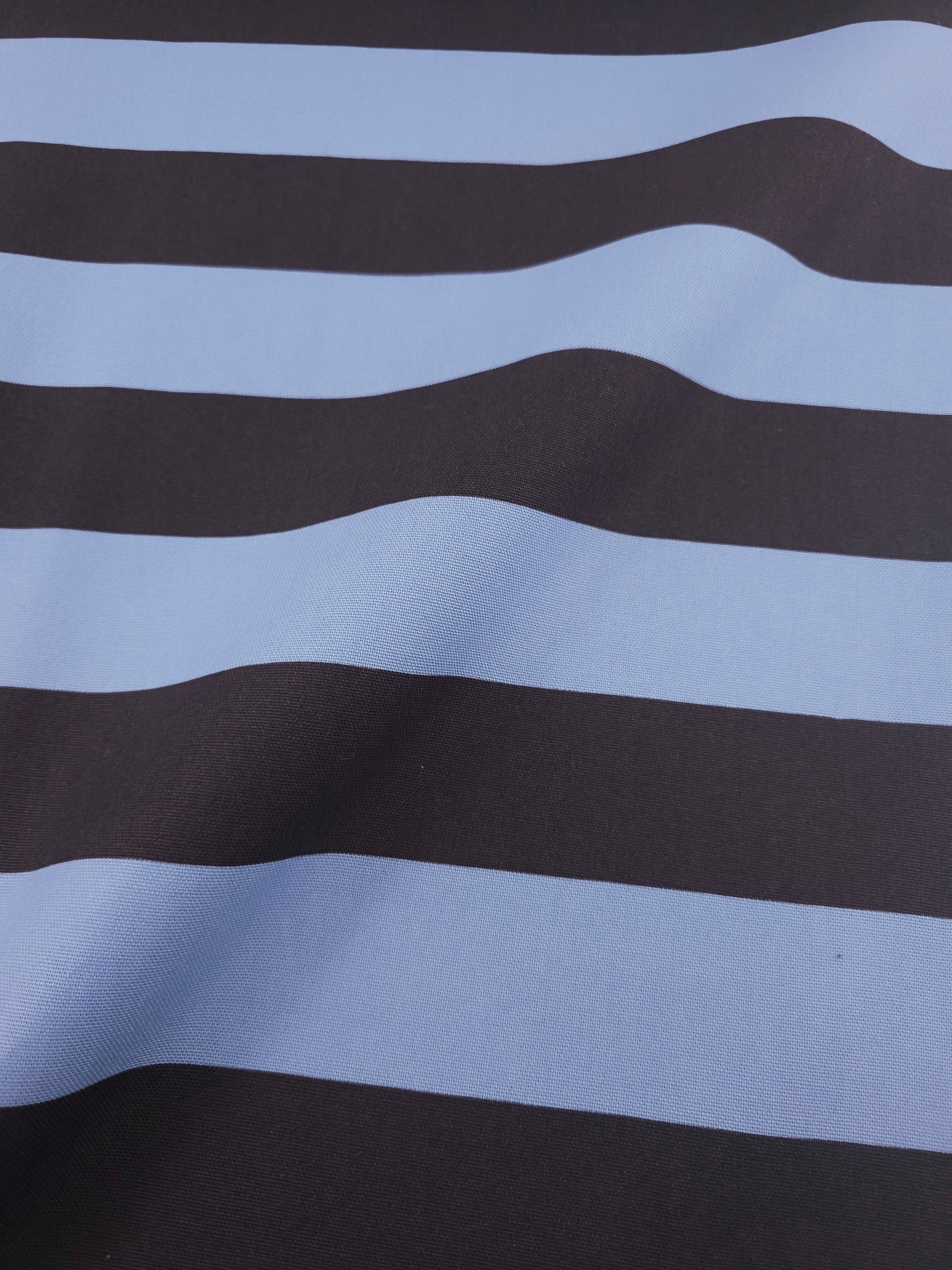 Powder Blue/Grape Brown Block Stripe Lightweight Canvas Cotton