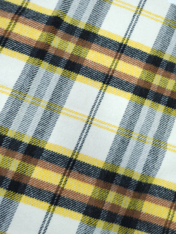 Yellow/Brown Tartan Soft Brushed Acrylic Wool