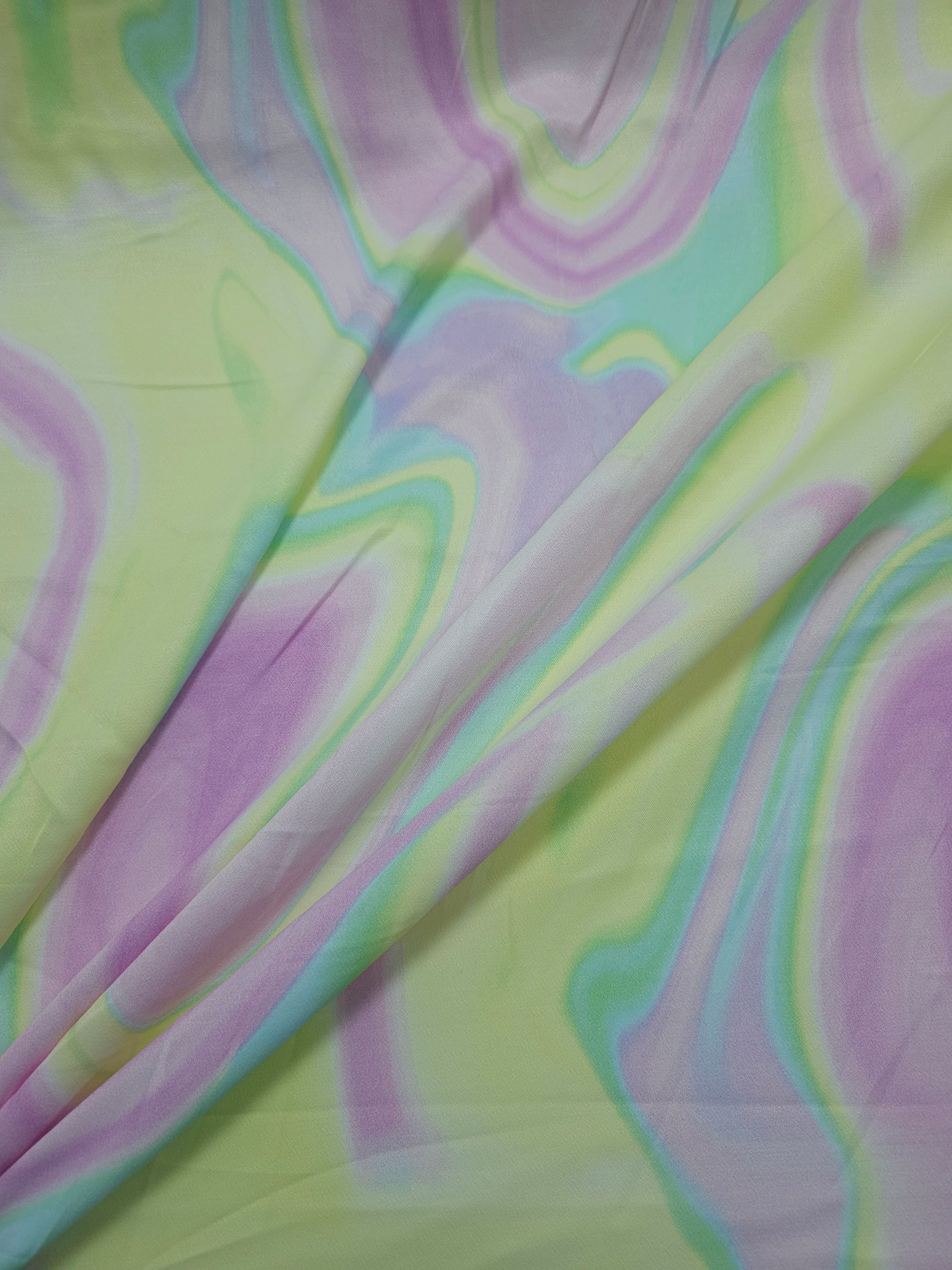 Pastel Wavy Rainbow Viscose Satin