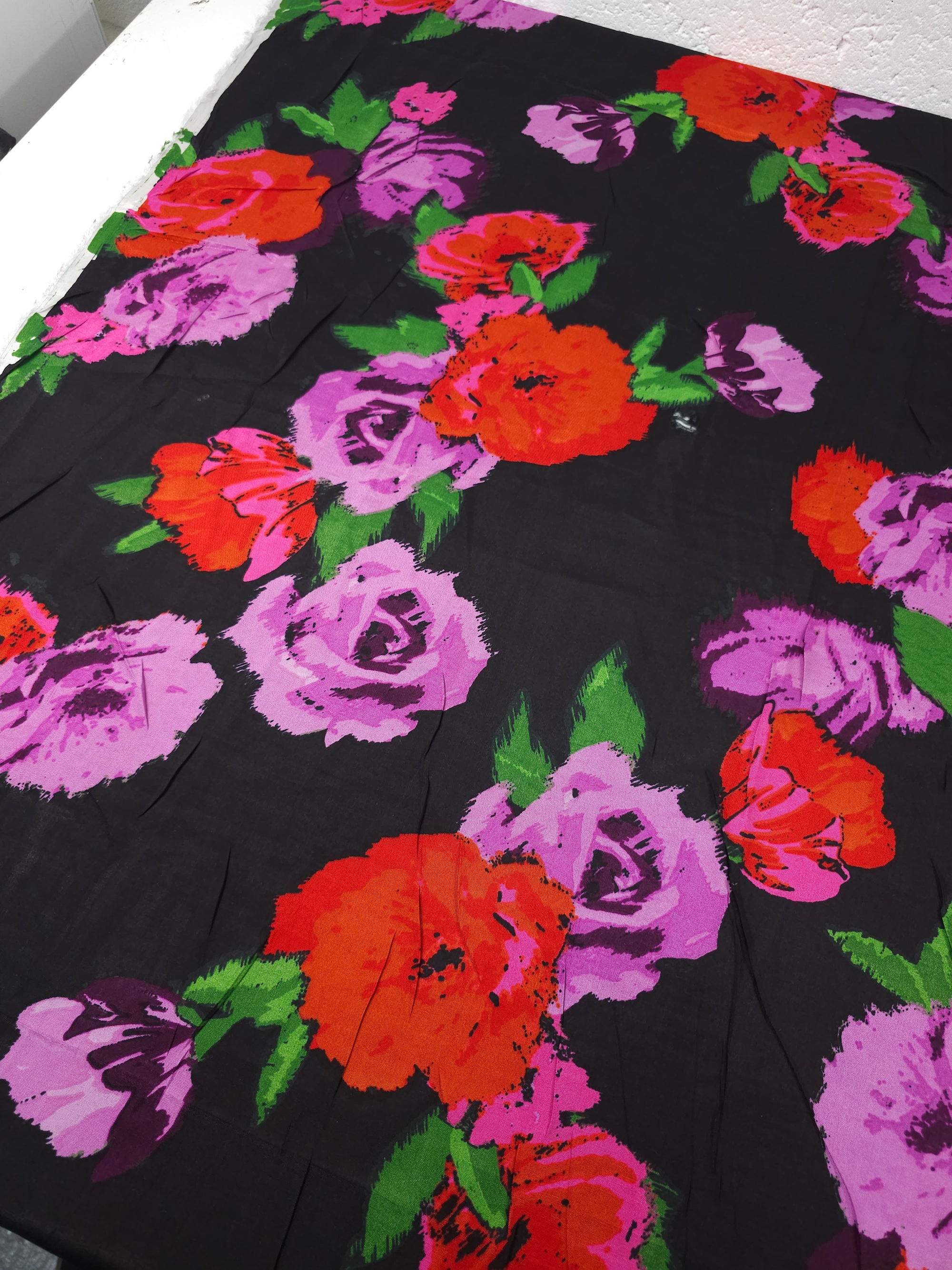 Purple/Red Static Rose Florina Viscose Satin