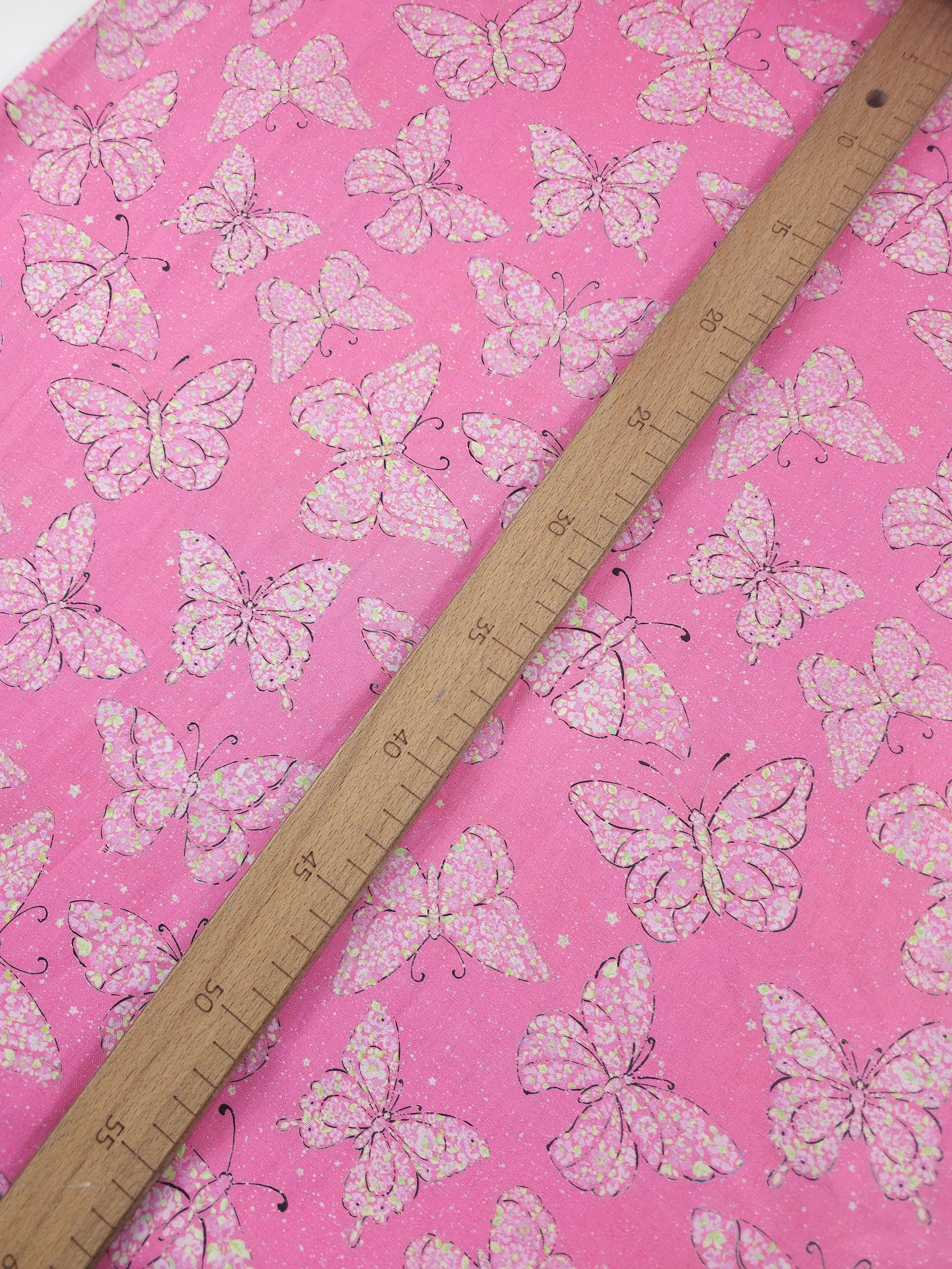 Pink Floating Butterflies 100% Cotton