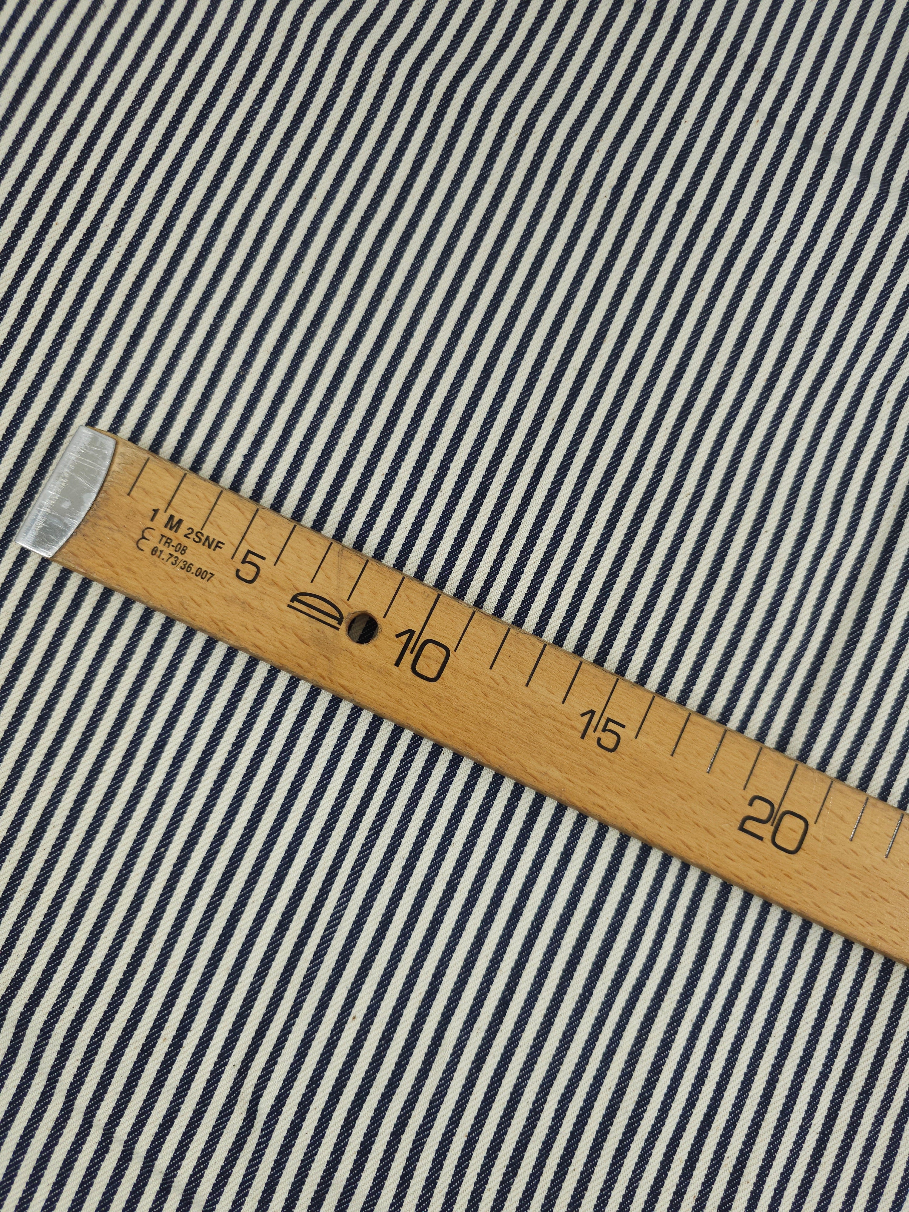 Ivory/Navy Narrow Stripe Denim