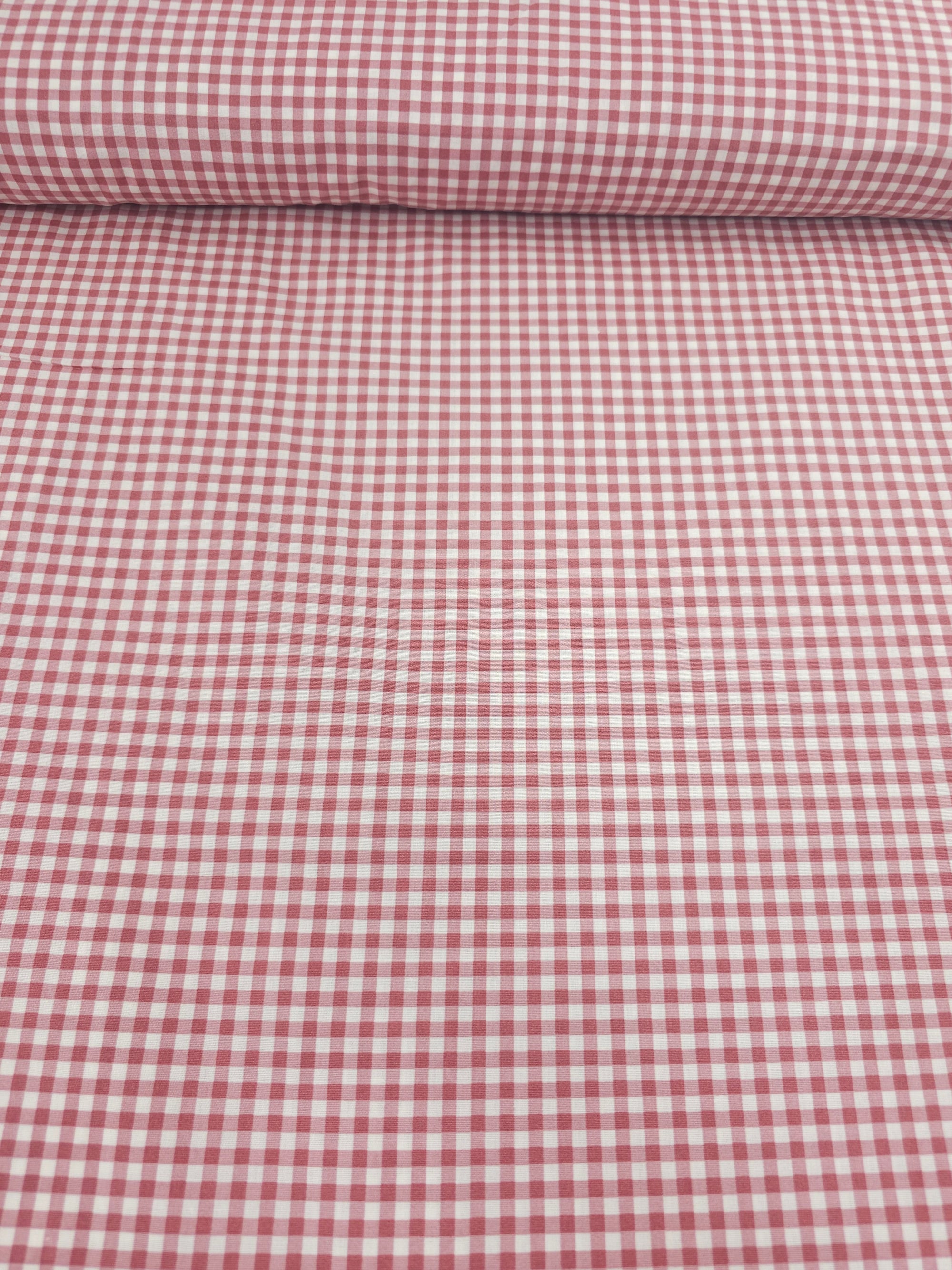 Washed Burgundy Small Gingham 100% Cotton 98" *EXTRA WIDE*