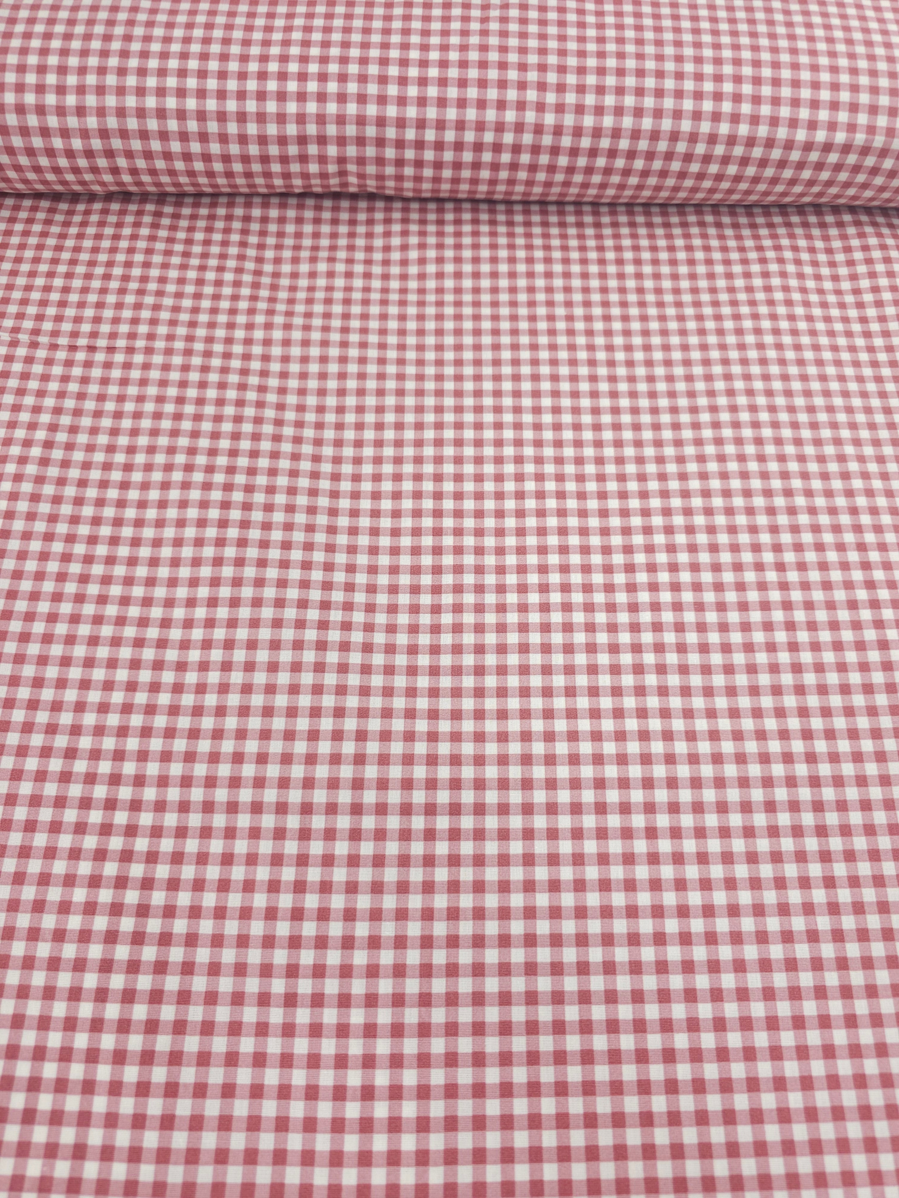 Washed Burgundy Small Gingham 100% Cotton 98" *EXTRA WIDE*