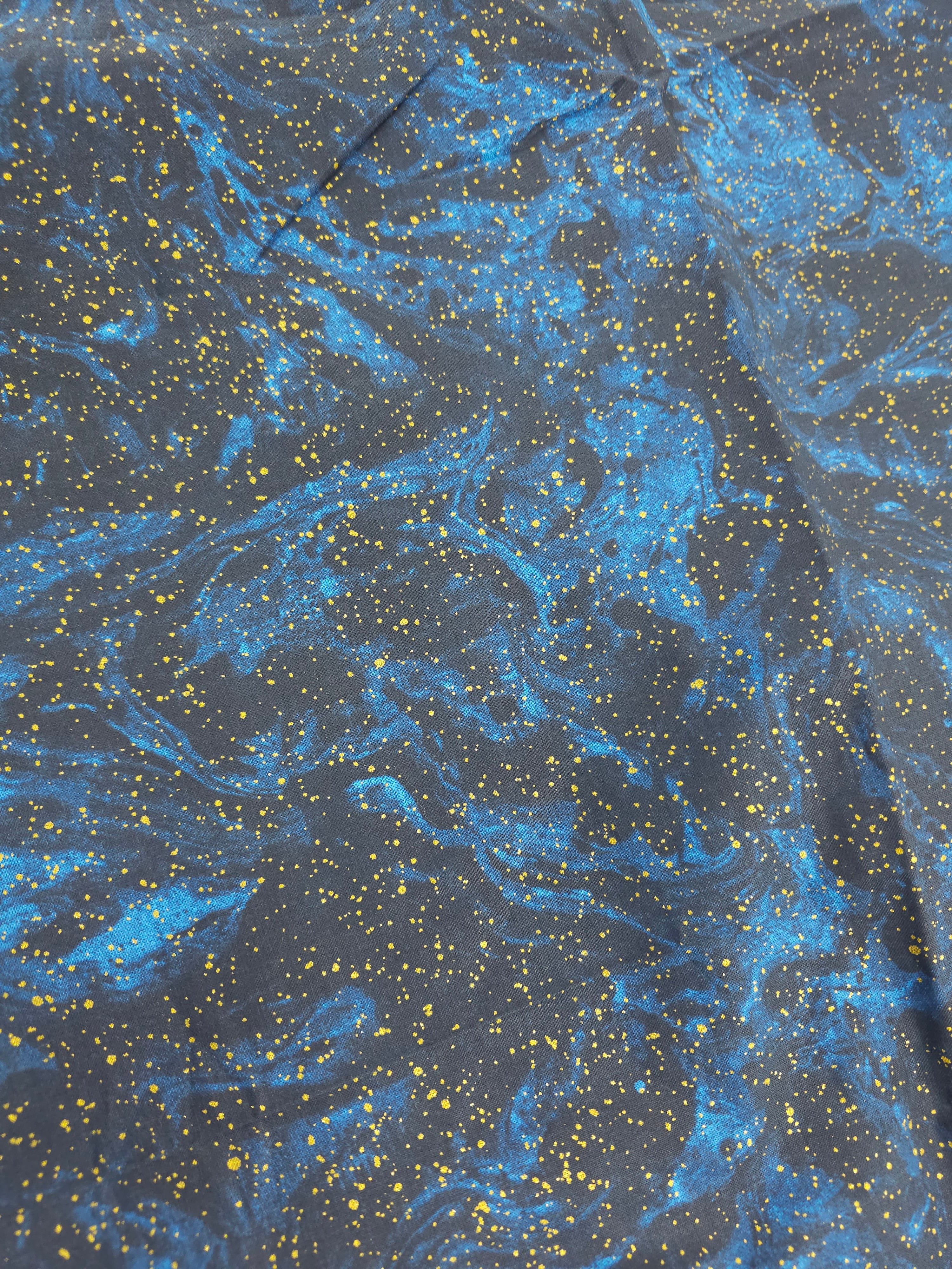 Midnight blue golden skies Cotton- 2.5m piece