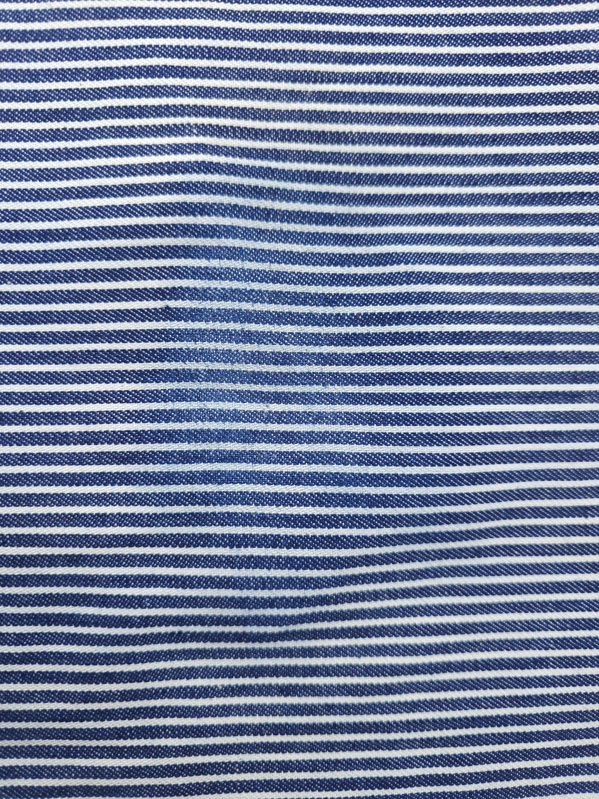 Blue/White Striped Cotton Twill (Defect) - 1m Piece