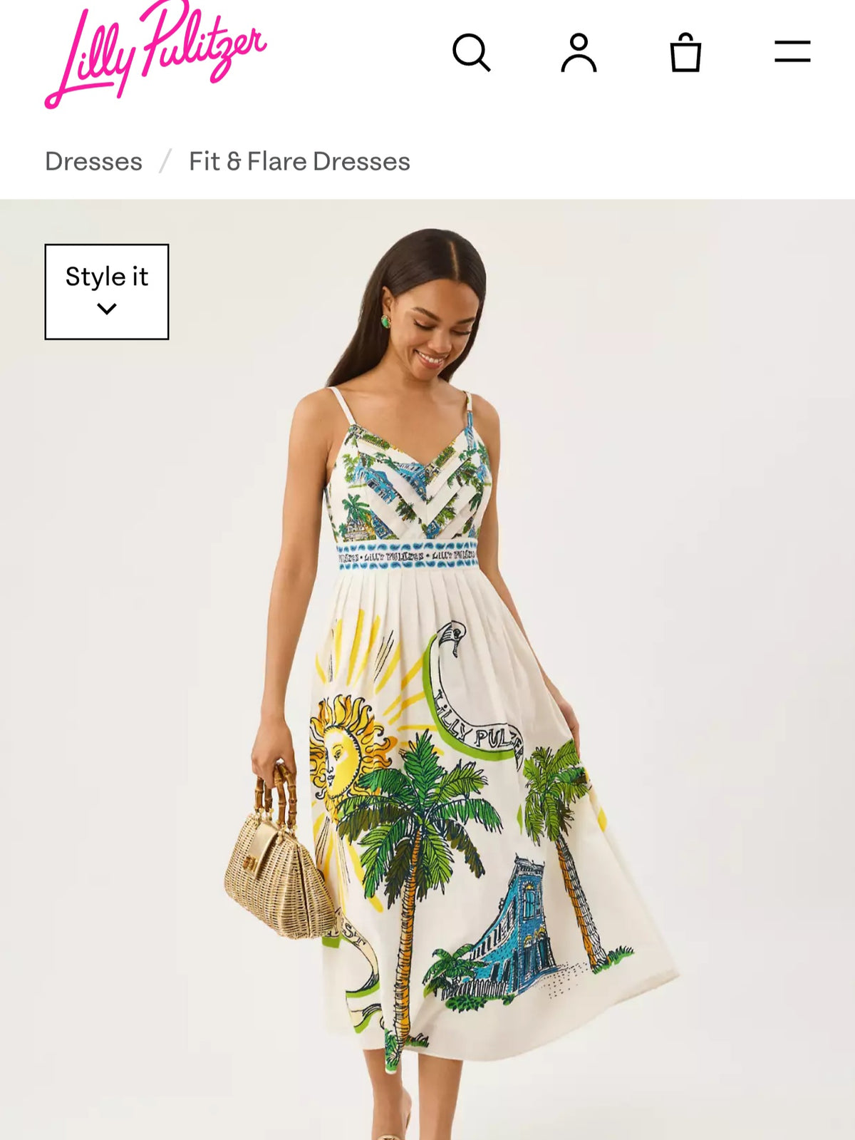 Large Coconut Key West Flax Cotton - 3.40m Panel - Lilly Pulitzer